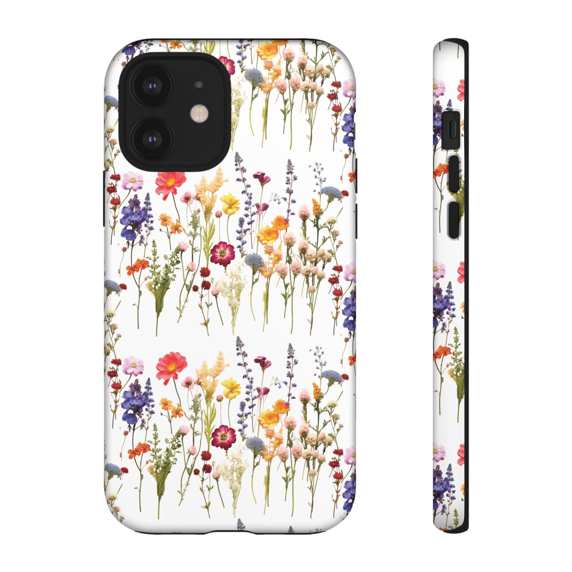 White Best Phone Case Press Flowers Floral 3D Illusion Luxury Tough Case Floral Elegant Durable Stylish for Modern Devices iPhone 17, 16, 15, Samsung iPhone Samsung Accessory Gift for Her