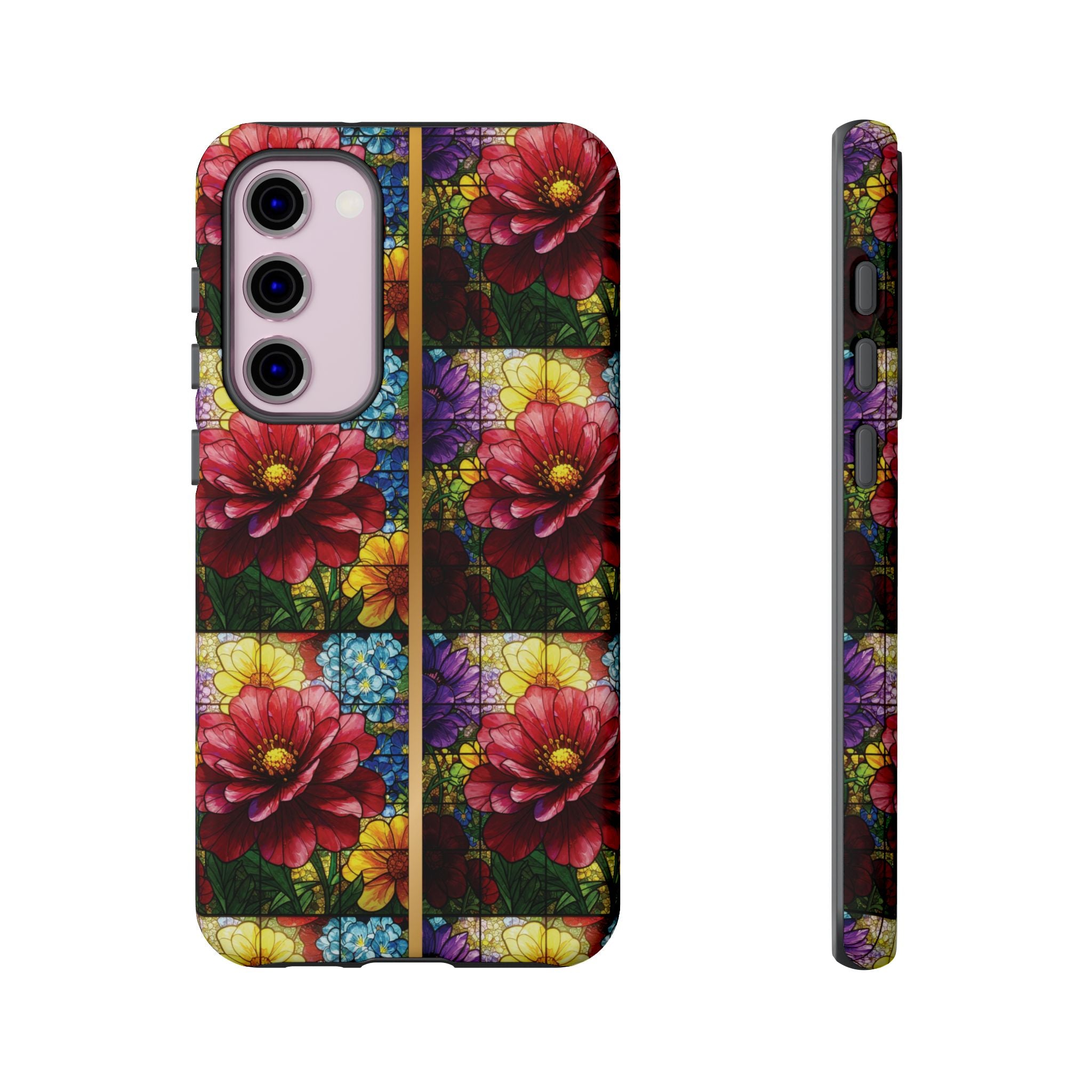 Stained Glass Illusion Floral Phone Case  3D Colorful Flower Design, Protective Christian Gift, Fits iPhone, Samsung, Google Pixel
