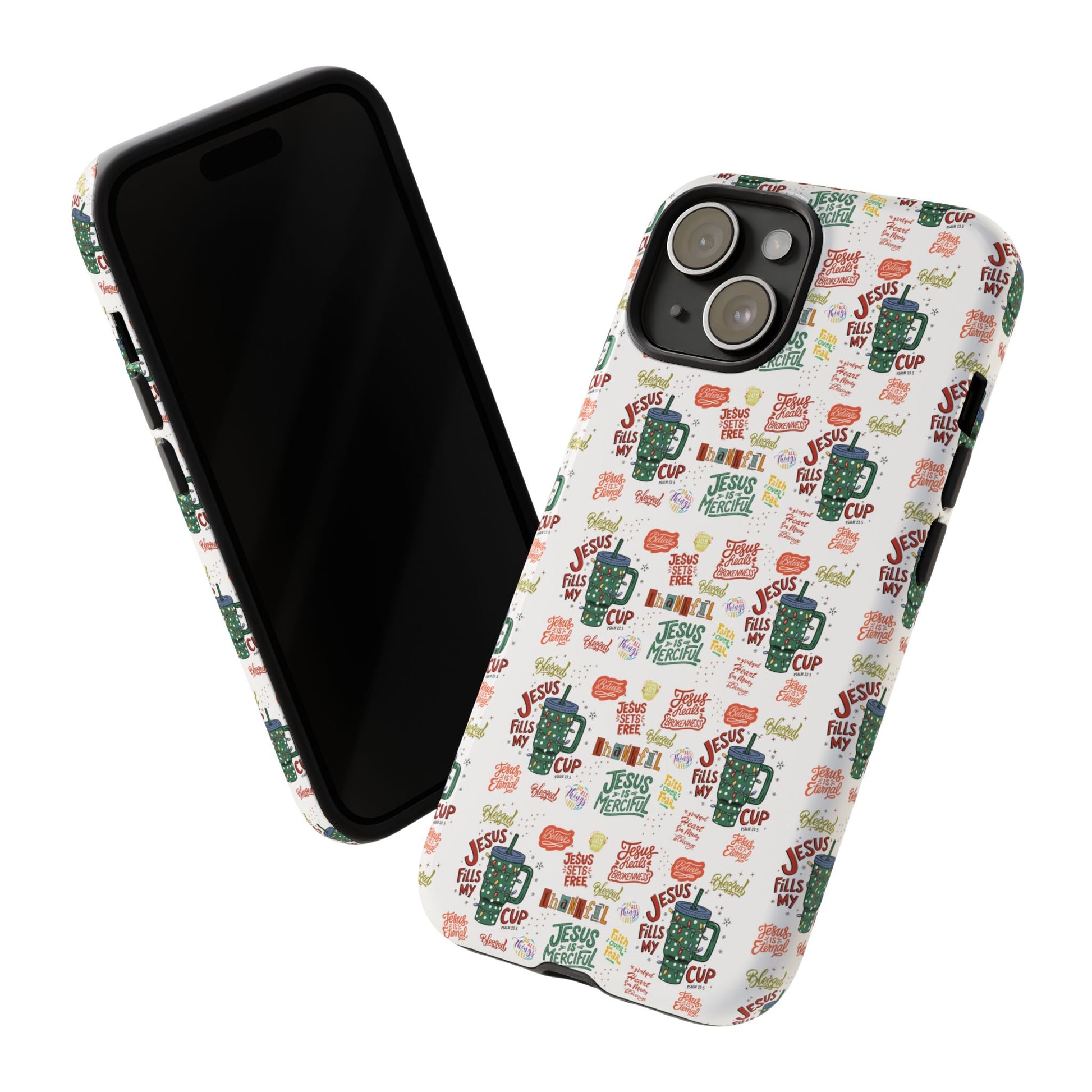 Jesus Fill My Cup Phone Case Cute Floral Design in Red, Pink, Blue – Aesthetic Protective Case for iPhone and  Android