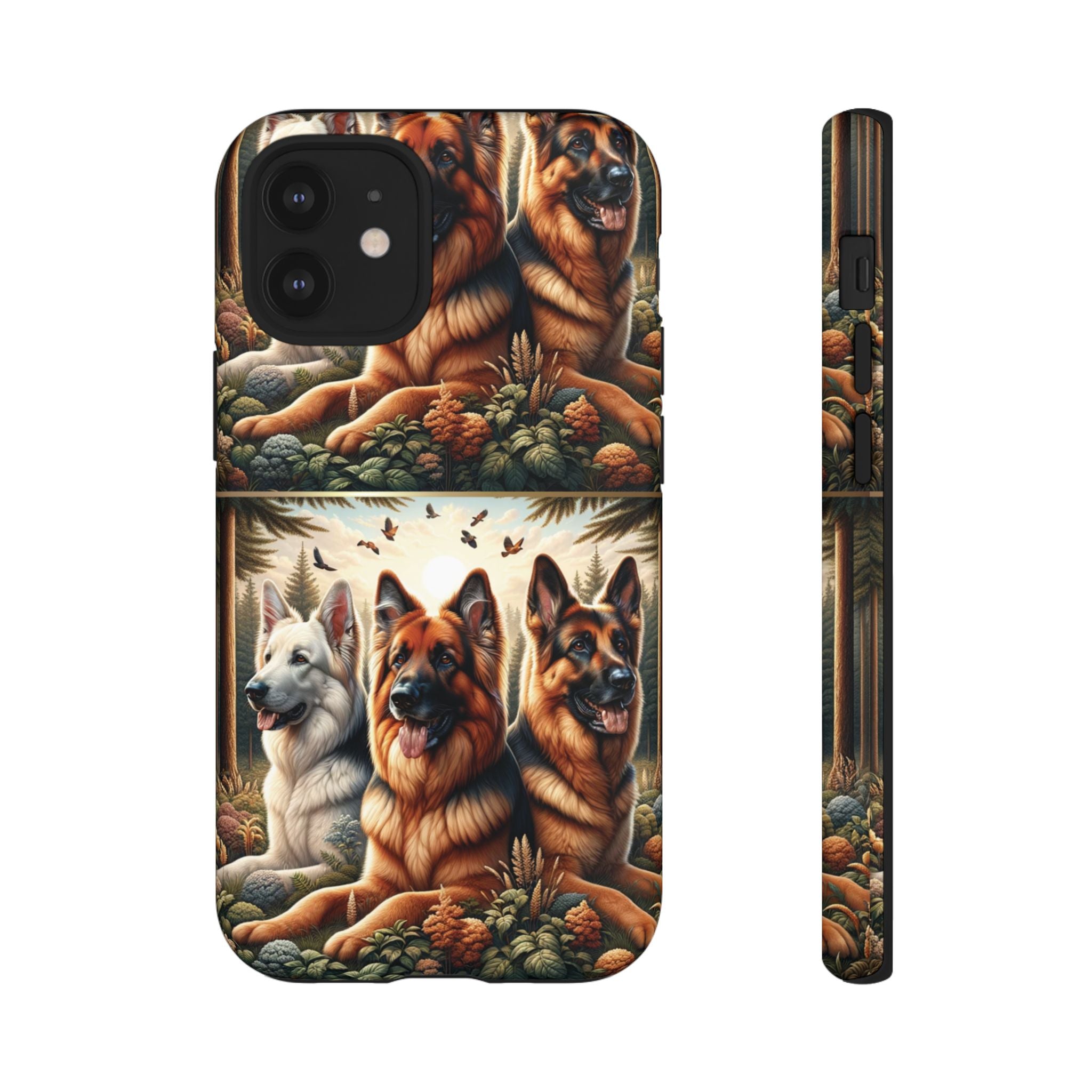 German Shepherd Phone Tough Case Floral Elegant Durable Dog Lover Devices iPhone 15, Samsung iPhone Samsung Accessory Gift for Her