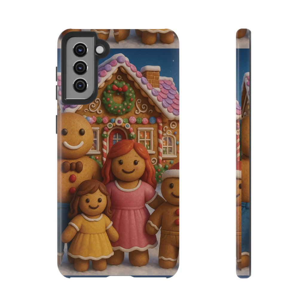 Coque de téléphone esthétique Famille en Pain d'Épices – Design d'inspiration vintage sur le thème de Noël – Étui stylé pour modèles iPhone et Samsung Galaxy