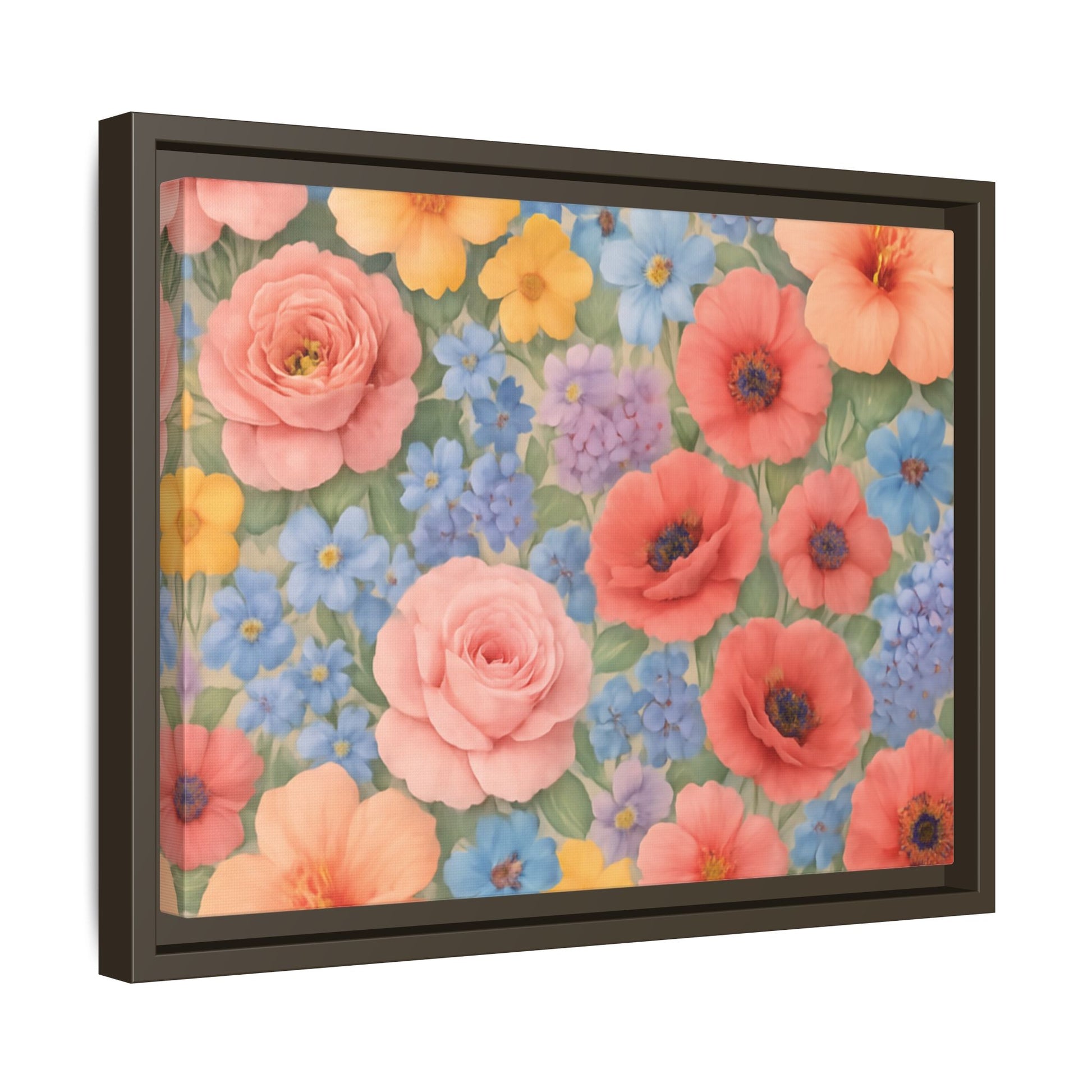 Luxury Framed Floral Canvas – Bold Multi-Color Botanical Wall Art, Elegant Nature-Inspired Accent for Living Room, Bedroom, or Office Décor Gift for Mom