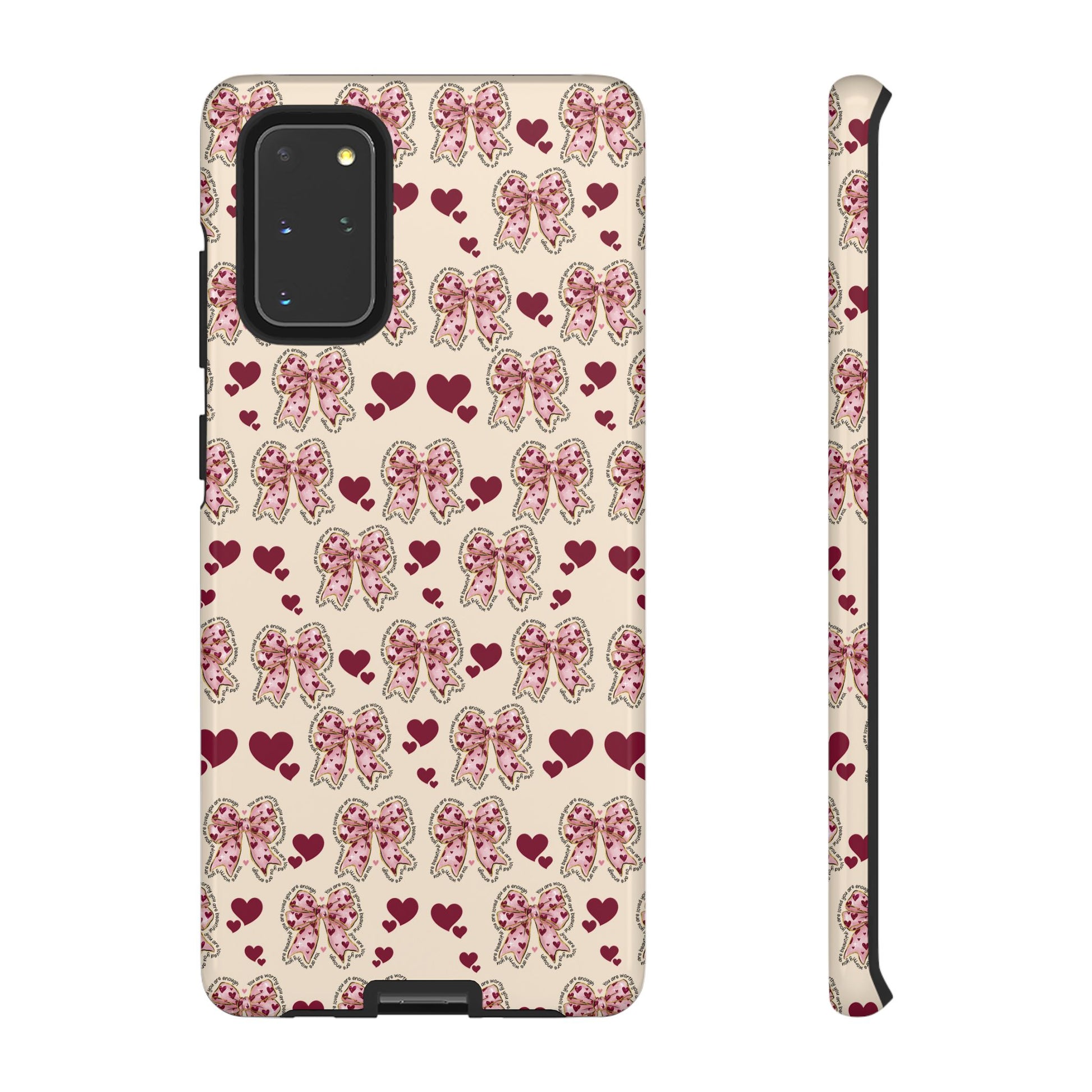 Charming Hearts & Pink Bows Phone Case Stylish & Durable Protection for Your Device | Scratch-Resistant, Slim Fit, and Lightweight Design for Everyday Use for iPhone & Android | Fresh Nature-Inspired Design!