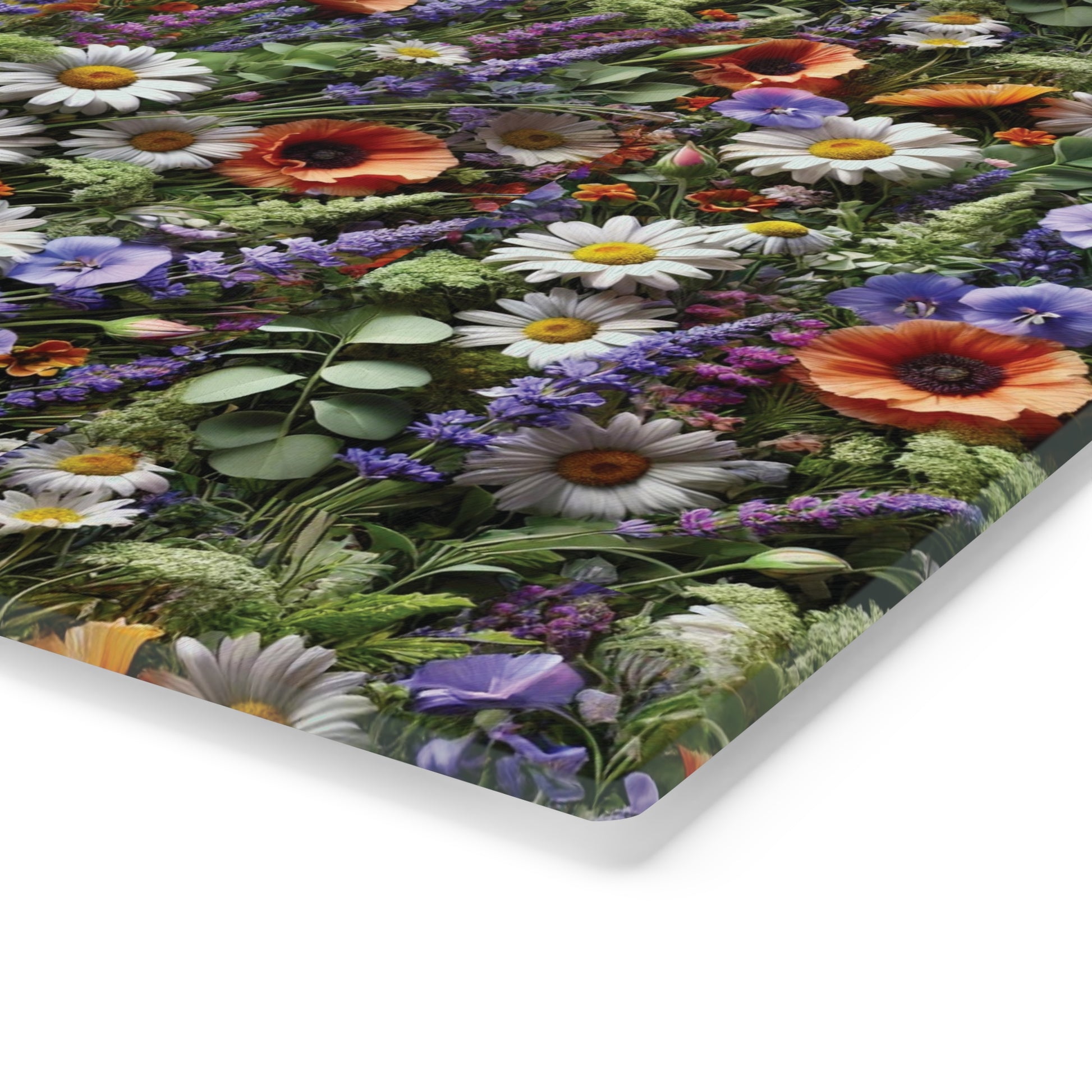 Boho Wildflowers Cutting Board - Durable Glass Kitchen Decor, Vibrant Floral Design, Perfect for Chopping, Serving, or Gifting - MRSBYVALLE