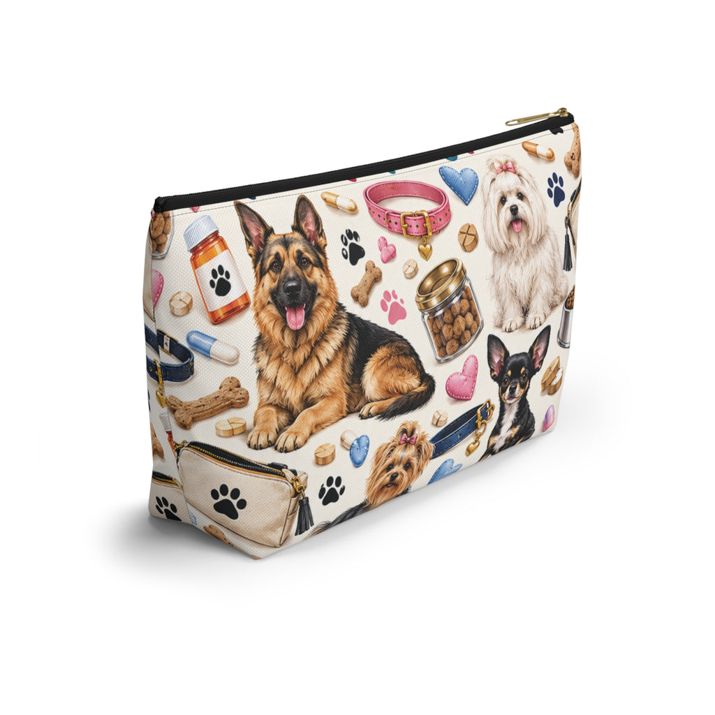 Paws for Pills Accessory Pouch — Dog Medicine & Treats T-Bottom Makeup Bag