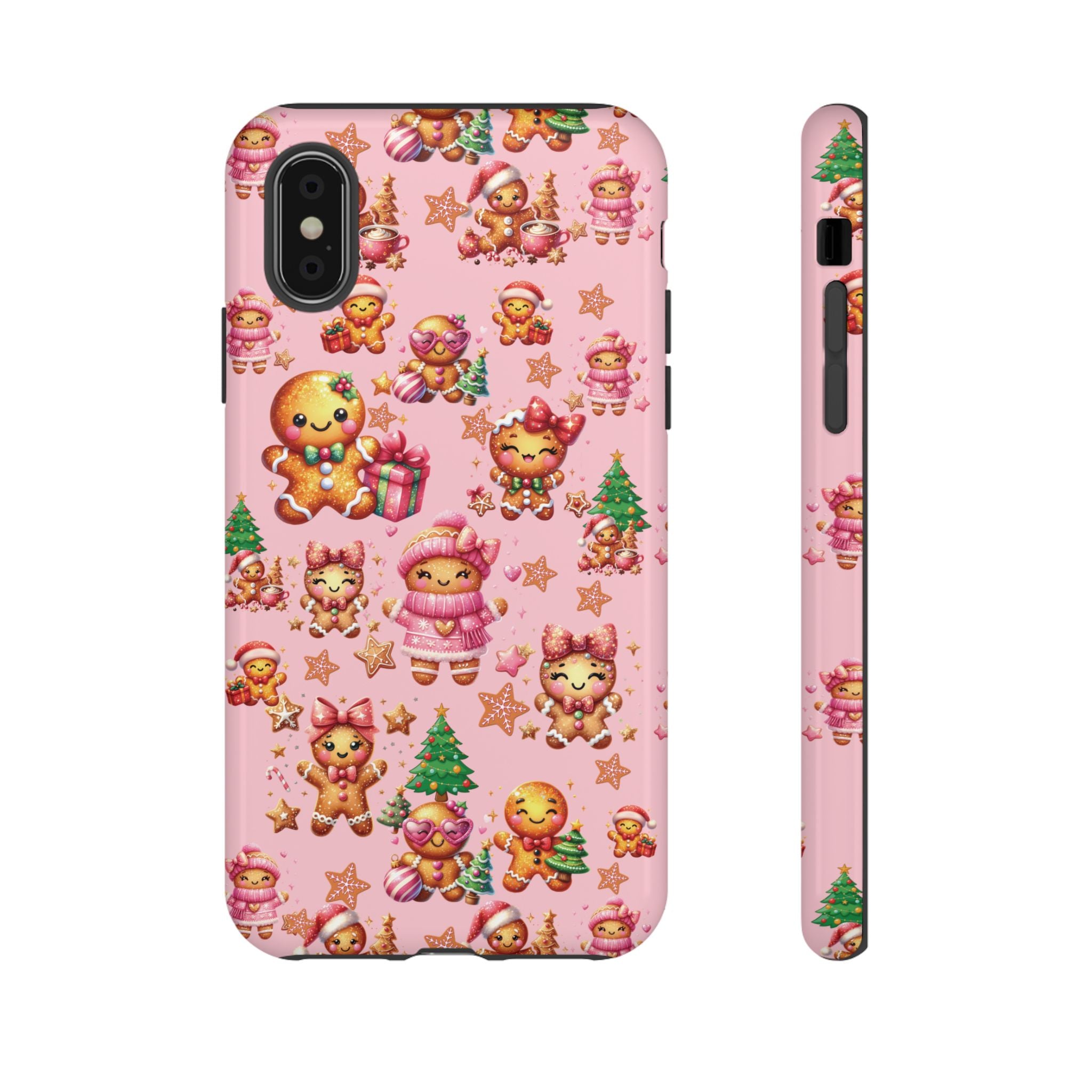 Adorable Pink Gingerbread Girl Phone Case Girly Holiday Vibes, Sweet Christmas Aesthetic, Cute & Festive Gift Idea for Her, Fun Protective Cover