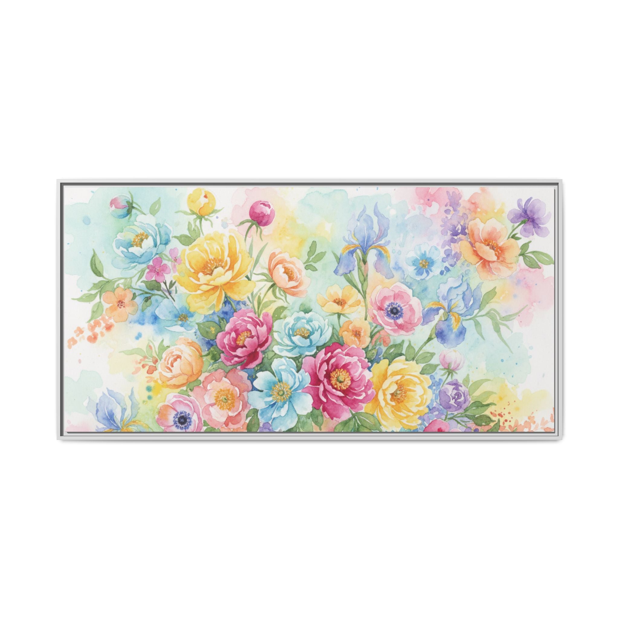 Watercolor Floral Bouquet Canvas, Framed Matte Wall Art | Multi-Color Wall Art