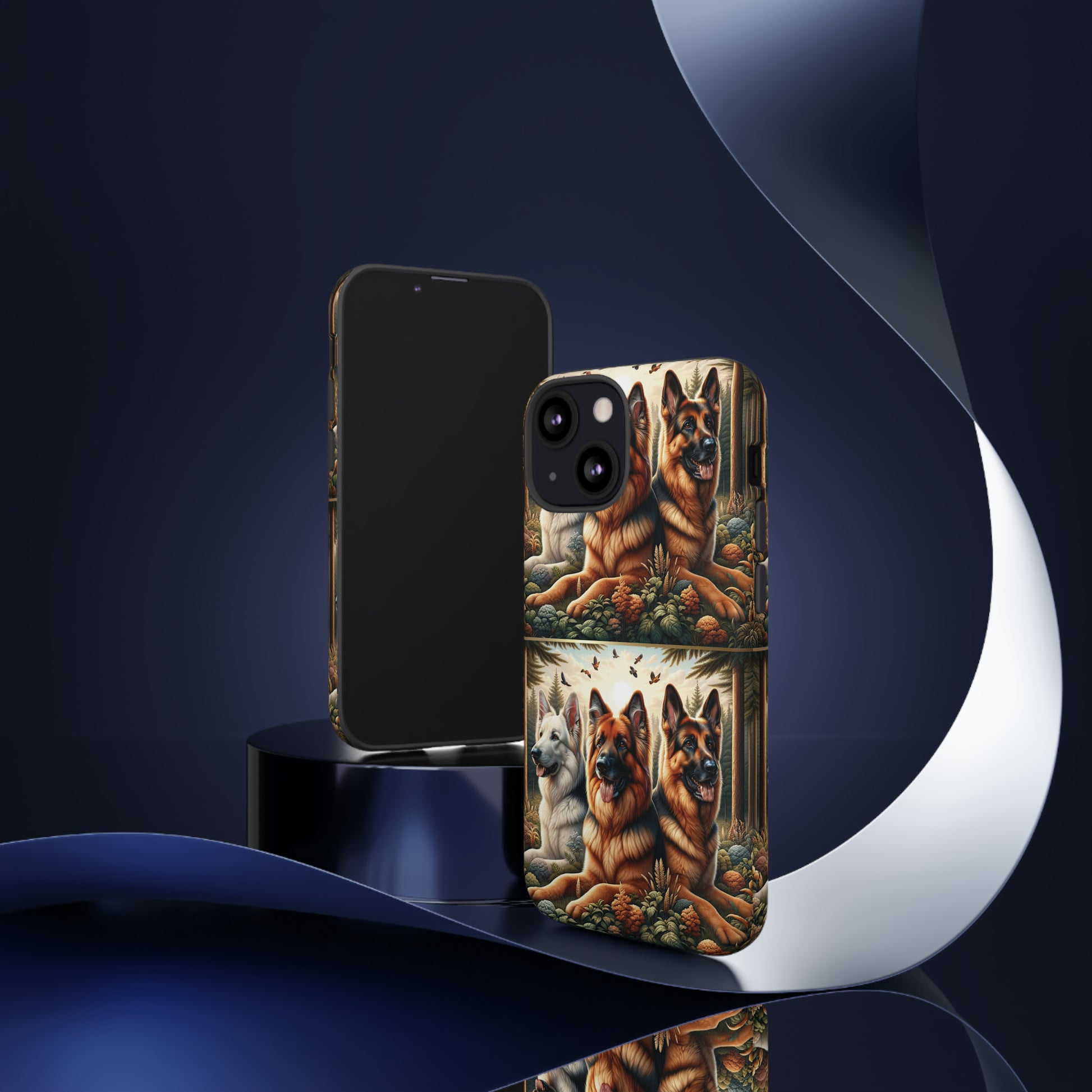 German Shepherd Phone Tough Case Floral Elegant Durable Dog Lover Devices iPhone 15, Samsung iPhone Samsung Accessory Gift for Her.
