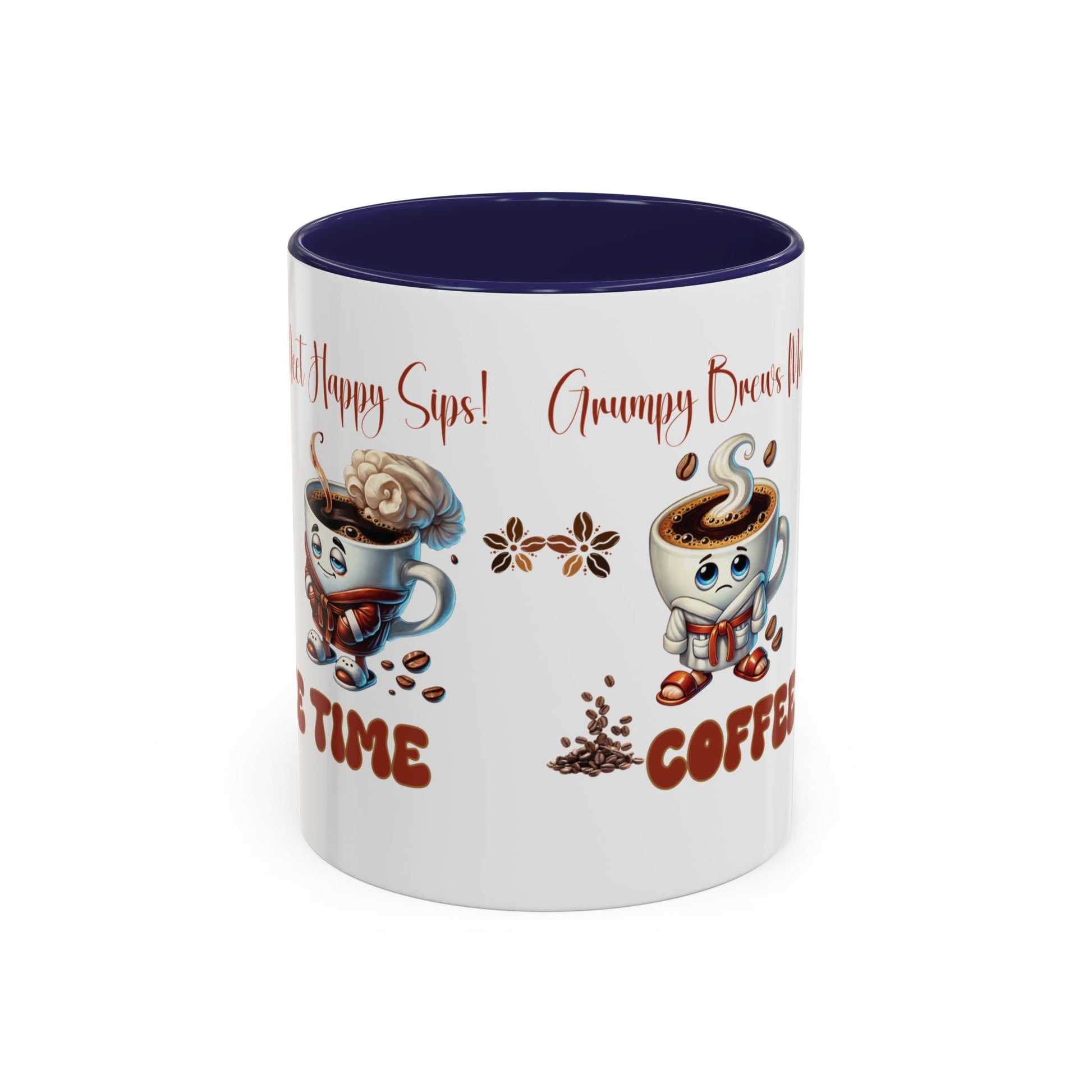 Grumpy Brews Meet Happy Sips Ceramic Mug - Funny Coffee Cup, Cute Tea Mug, Sarcastic Drinkware, Unique Gift, Kitchen Decor Accent Coffee Mug (11, 15oz) - MRSBYVALLE