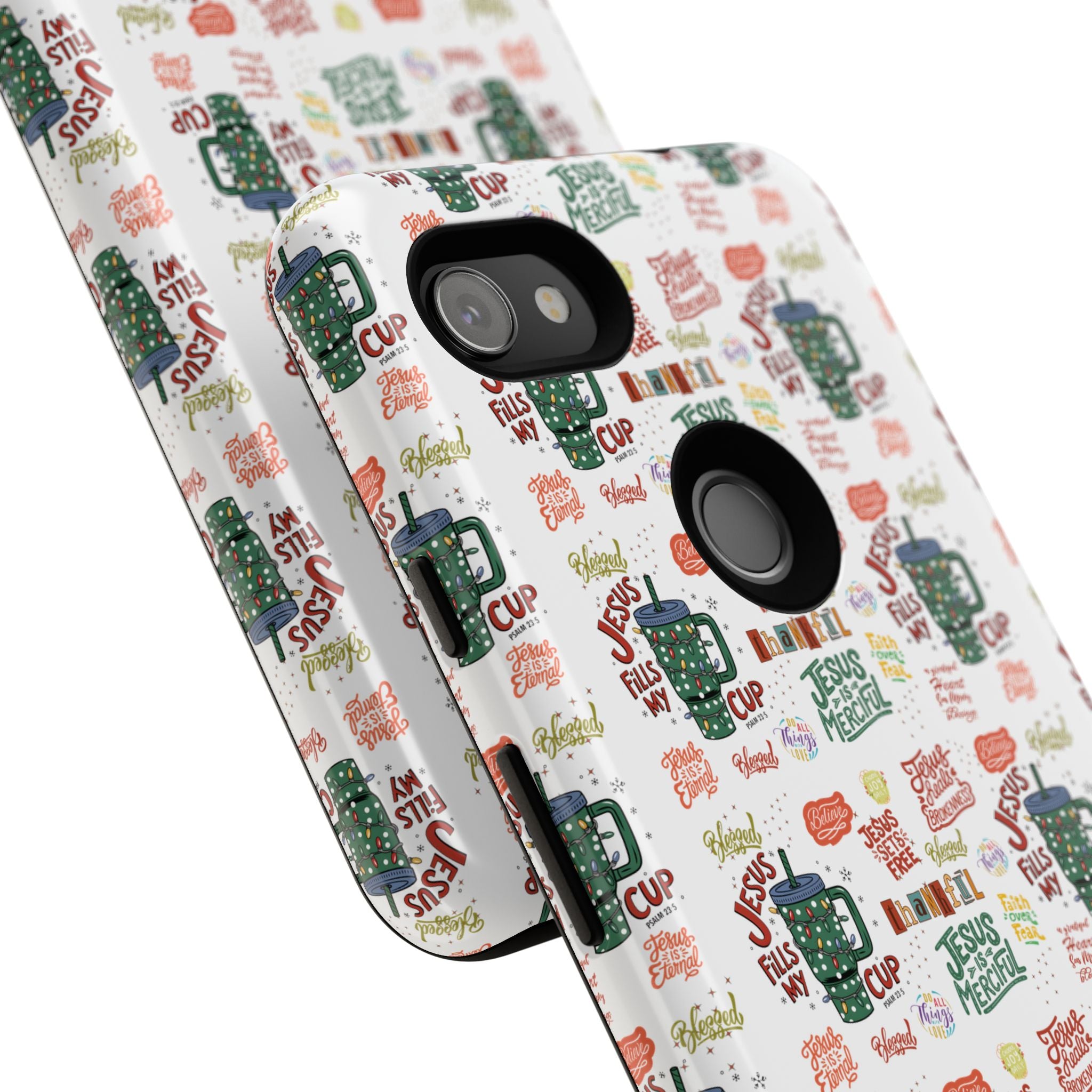 Jesus Fill My Cup Phone Case Cute Floral Design in Red, Pink, Blue – Aesthetic Protective Case for iPhone and  Android