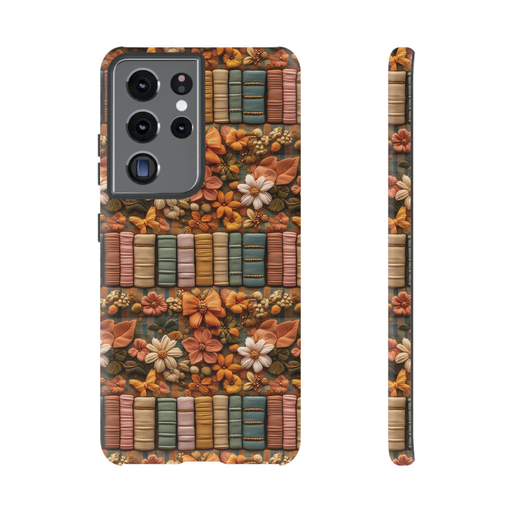 3D Illusion Boho Floral and Books Phone Case Gift for Her Phone 15, Samsung iPhone Samsung Gift for Her Case iPhone 15, Samsung iPhone Samsung Accessory Gift for Her