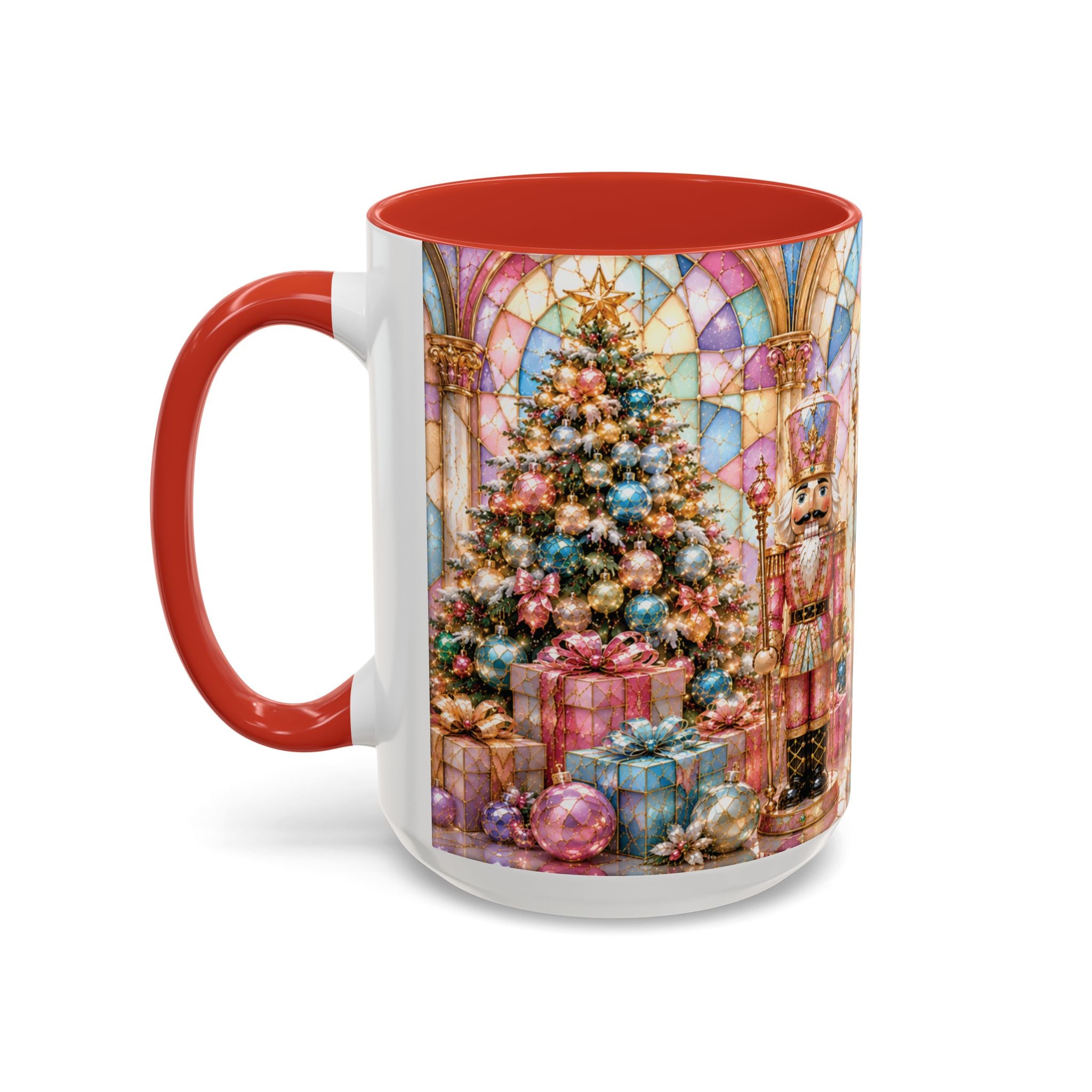 Nutcracker Christmas Coffee Mug – Festive Stained-Glass Holiday Accent Cup (11/15oz) Gift for Her