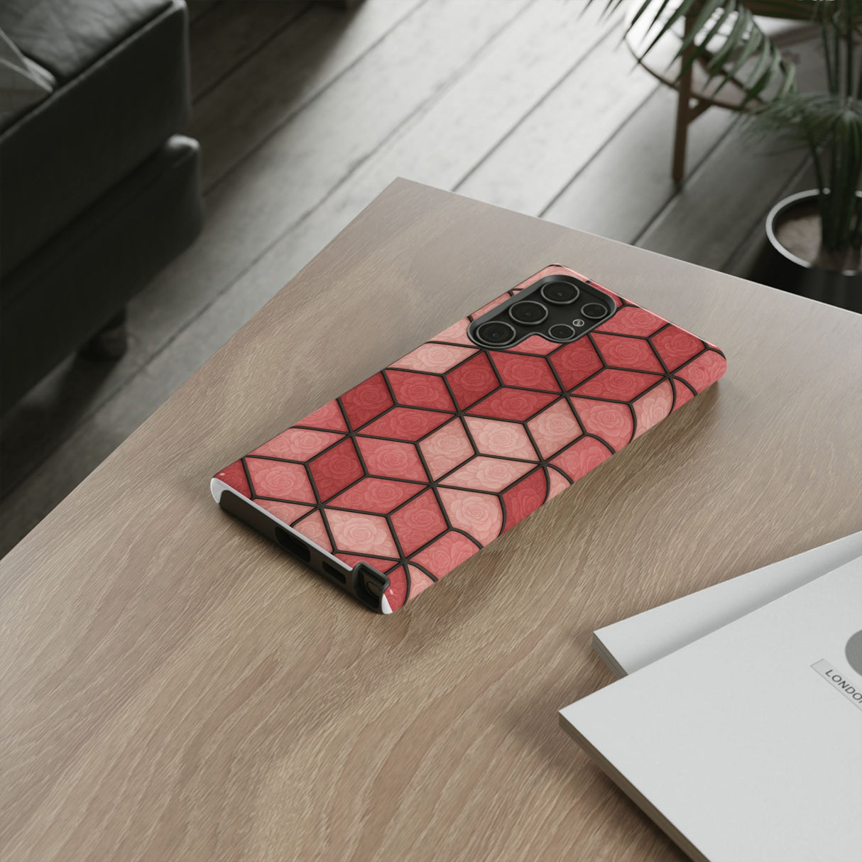 Geometric Stained Glass Illusion Phone Case Colorful Abstract Art, Aesthetic Protective Cover for iPhone, Samsung & Google, Unique Gift Idea Mom