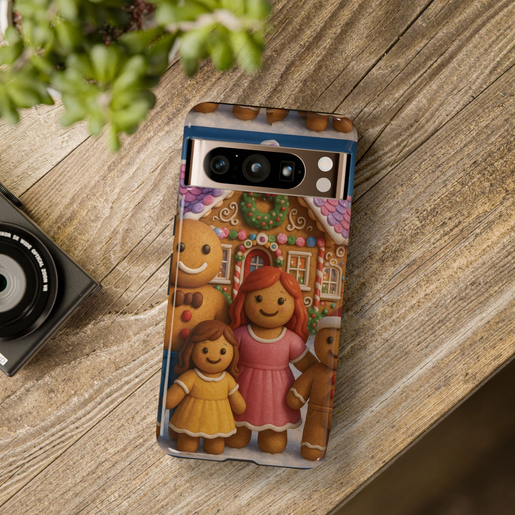 Coque de téléphone esthétique Famille en Pain d'Épices – Design d'inspiration vintage sur le thème de Noël – Étui stylé pour modèles iPhone et Samsung Galaxy