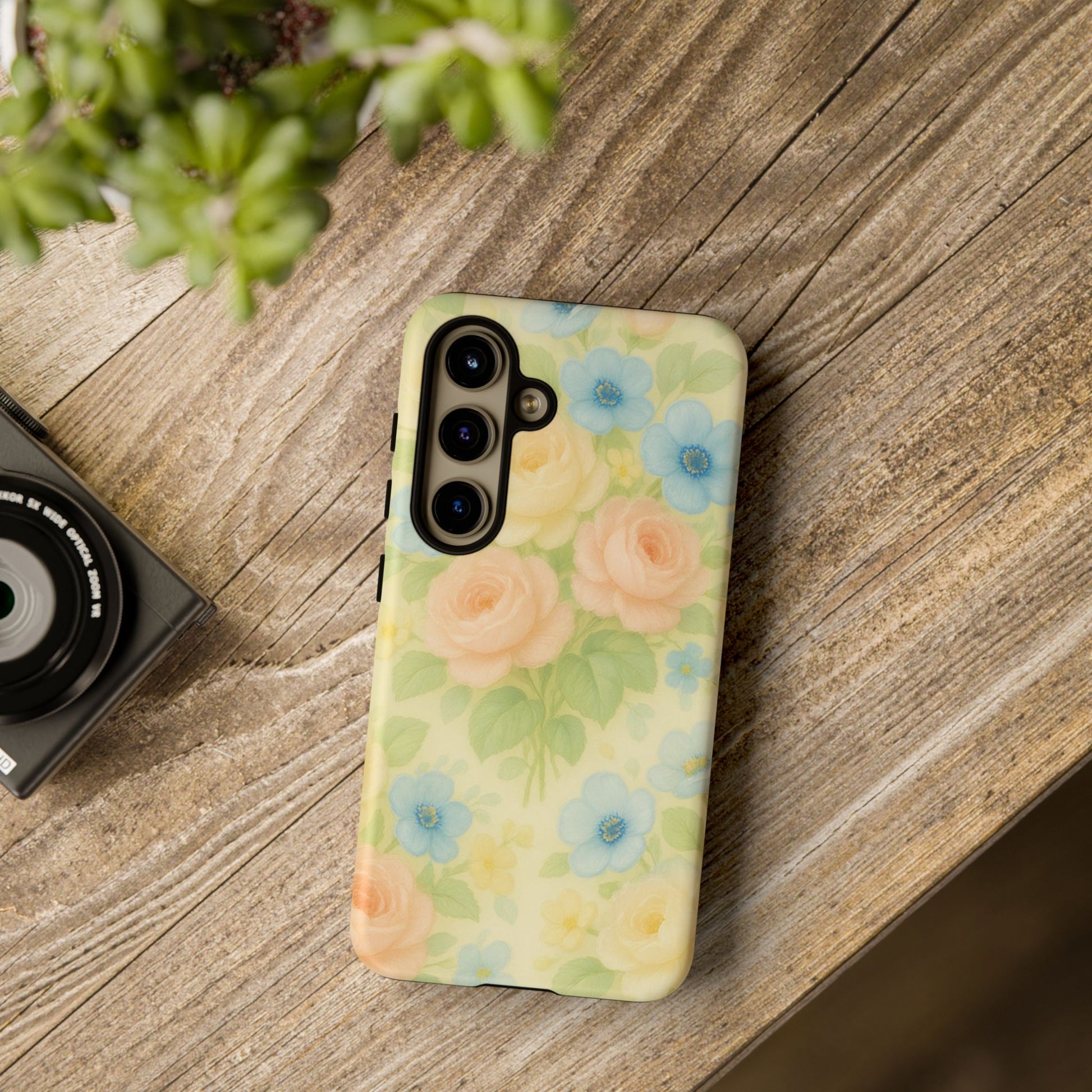 Pastel Yellow Vintage Floral Phone Case  Romantic Cottagecore Aesthetic, Soft Botanical Design, Protective Gift for Her, Fits iPhone & Samsung Models