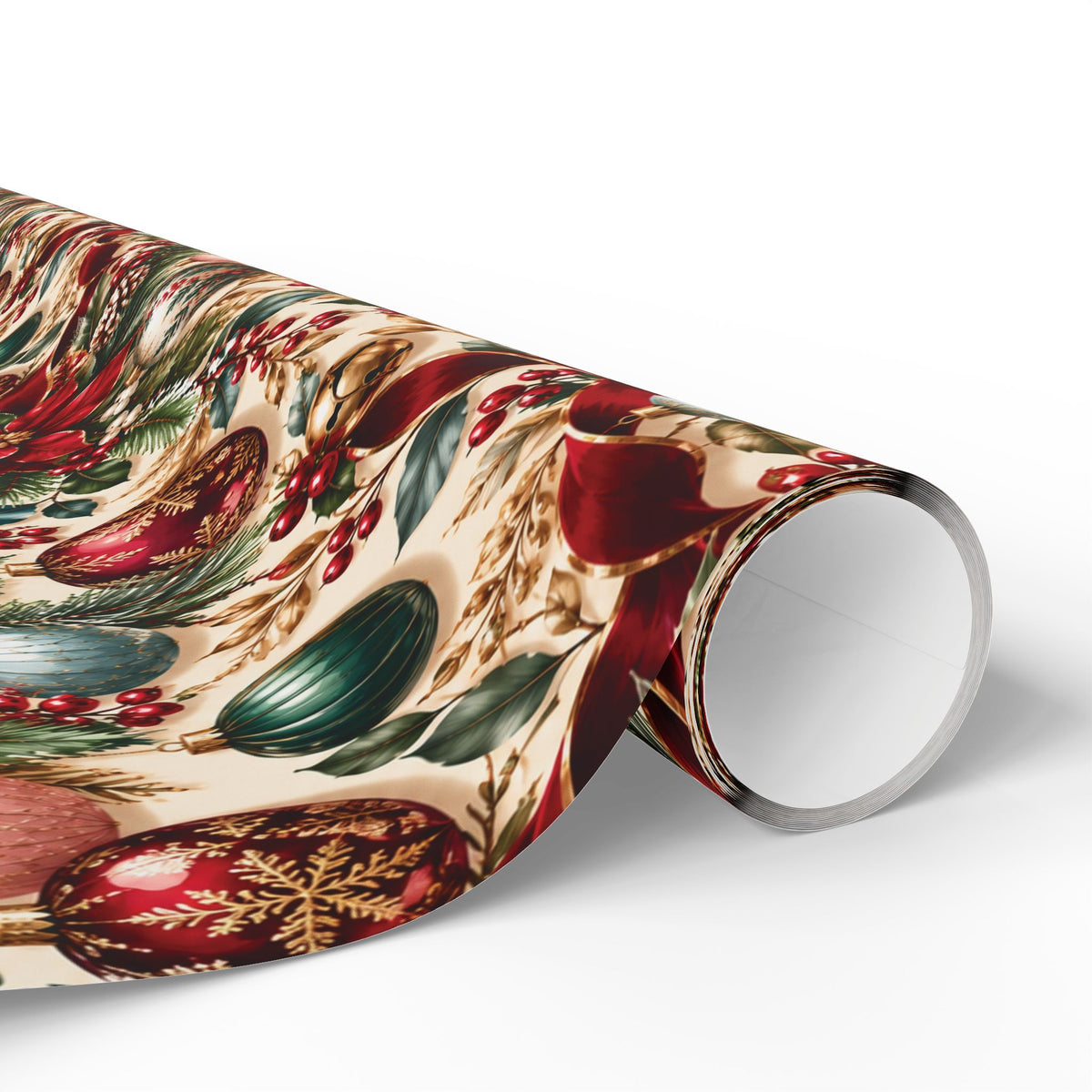Vintage Christmas Poinsettia Wrapping Paper