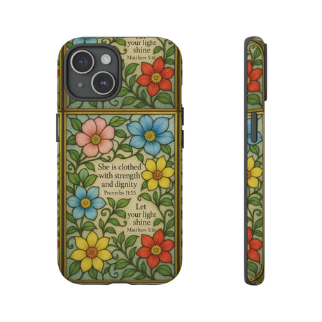 Pastel Floral Stained Glass Bible Verse Phone Case Christian Affirmation, Soft Faith Design, iPhone Samsung Google, Inspirational Gift for HerGift for Christians