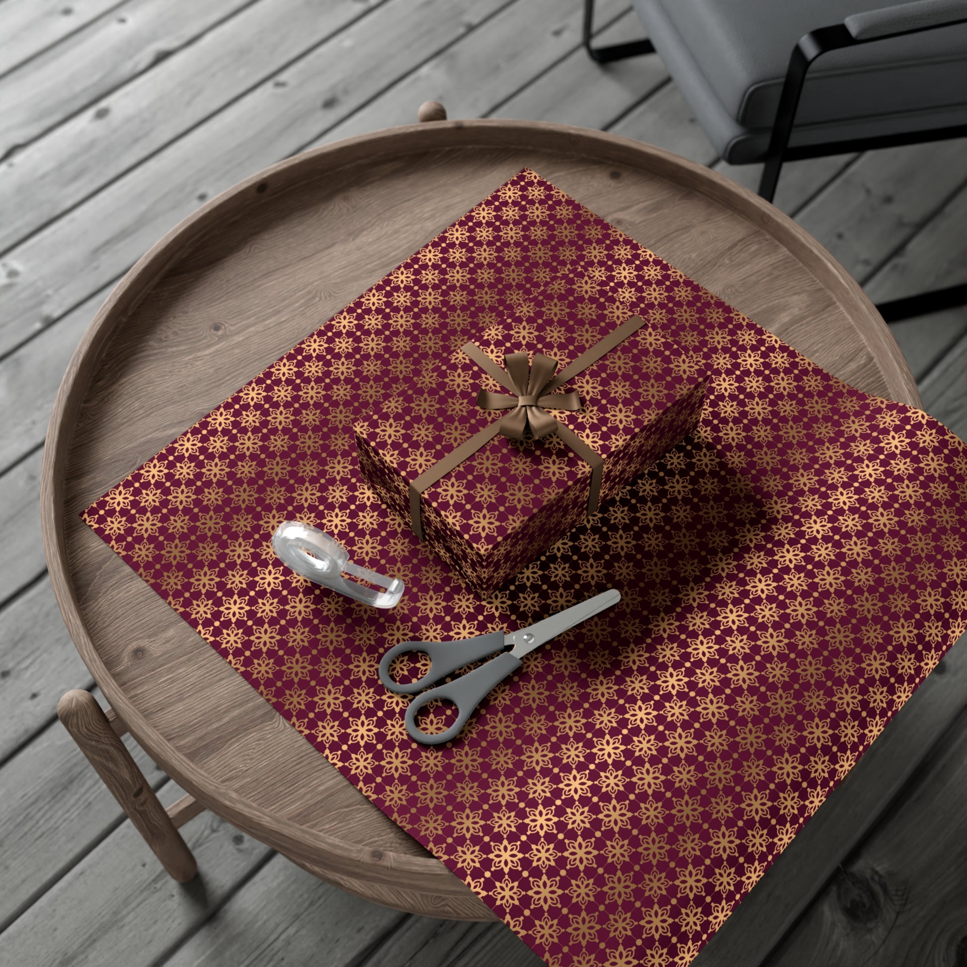 Elegant Luxuries Burgundy Wrapping Paper with Gold Accents Perfect for Christmas Gifts, Weddings, & Special Occasions Premium Quality Gift Wrap for Luxurious Presentation - MRSBYVALLE