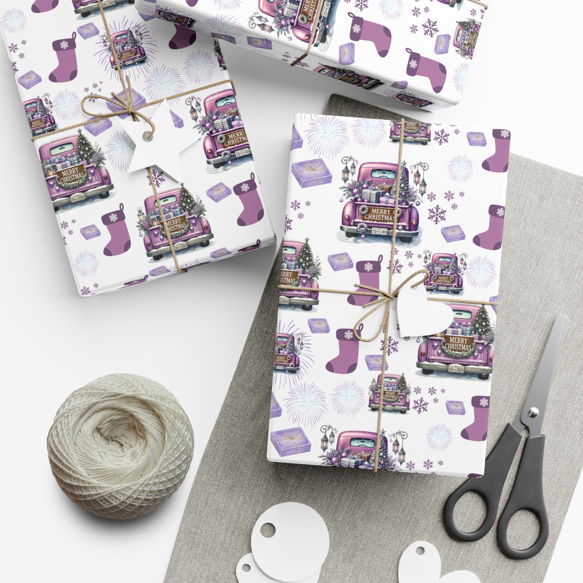 Elegant Lavender Christmas Wrapping Paper Soft Pastel Design with Snowflakes and Sparkling Accents, Perfect for Adding a Unique Touch to Your Holiday Gifts - MRSBYVALLE