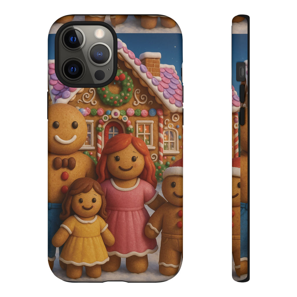 Coque de téléphone esthétique Famille en Pain d'Épices – Design d'inspiration vintage sur le thème de Noël – Étui stylé pour modèles iPhone et Samsung Galaxy