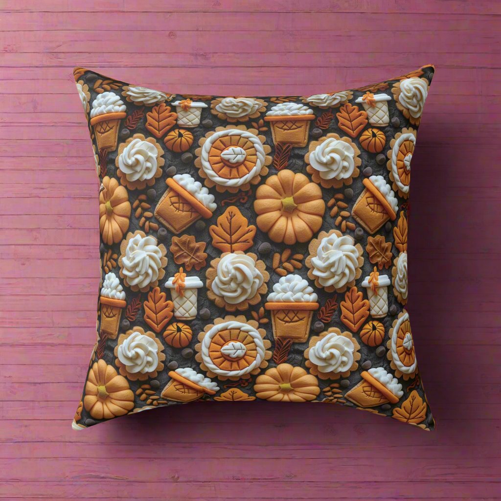 Pumpkin Spice Boho Fall 3D Illusion Square Pillow Cozy Autumn Decorative Accent for Home Decor | Soft, Stylish Throw Pillow for Couch, Bed, or Chair Home Decor Bridal Shower - MRSBYVALLE
