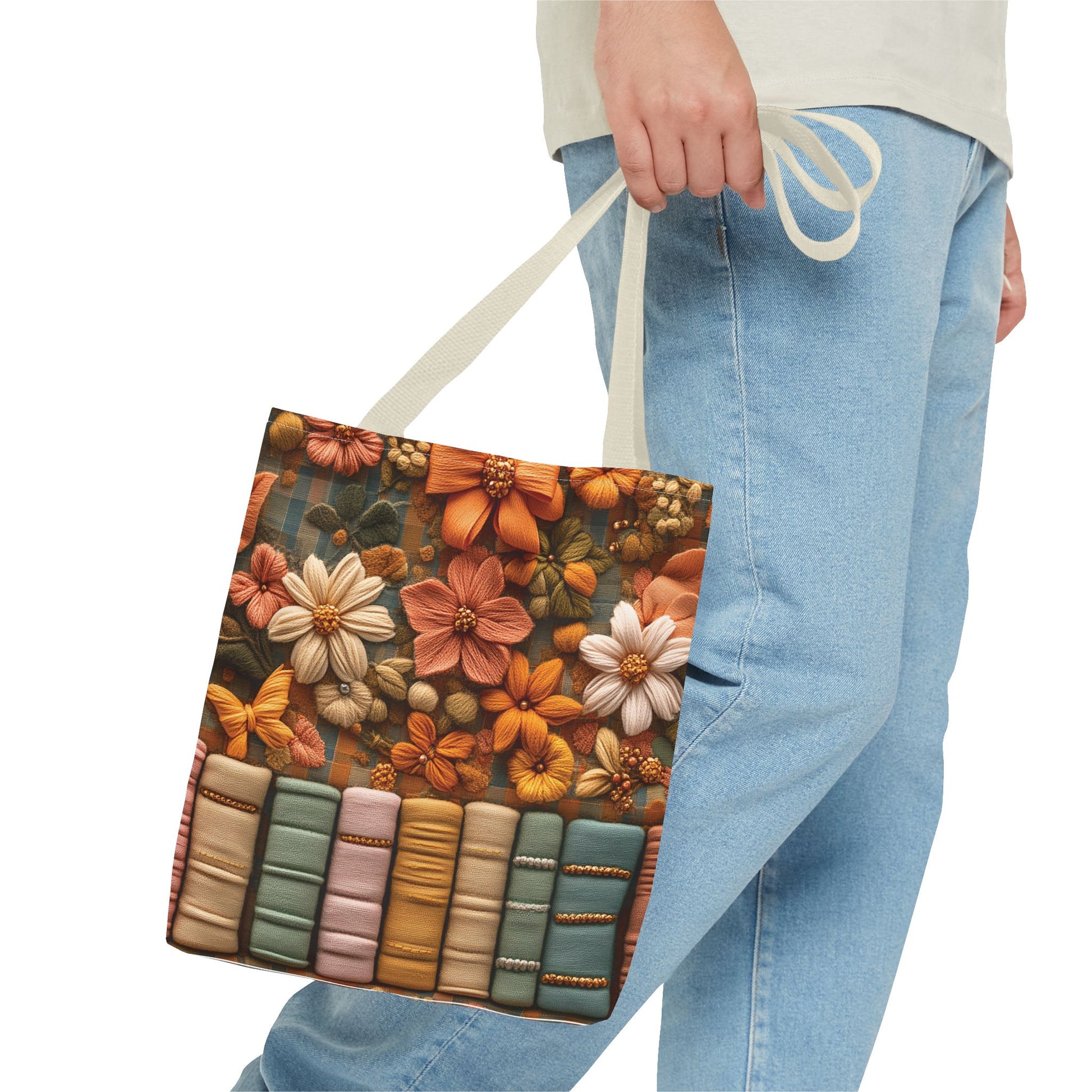 Boho Floral 3D Illusion Tote with Books Design Stylish and Functional Bag for Everyday Use Durable, Reusable, and Perfect for Book Lovers and Boho Enthusiasts Season - MRSBYVALLE