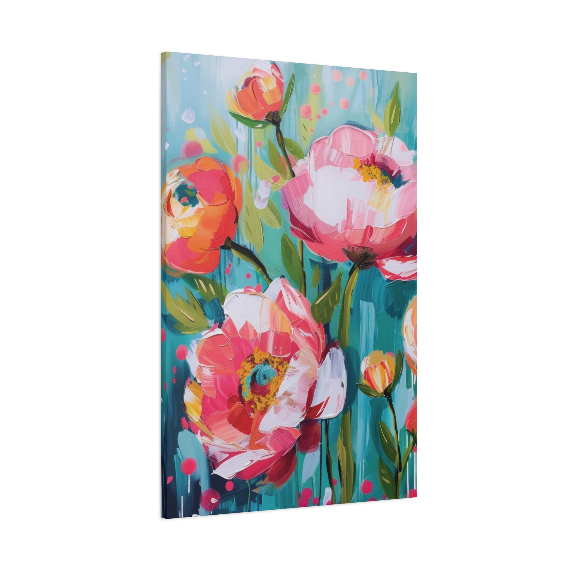 Unique Boho Floral Wall Art Matte Canvas Stretched, Vibrant Botanical Design, Perfect for Living Room, Bedroom, or Office Decor, Adds a Stylish Touch to Any Space - MRSBYVALLE
