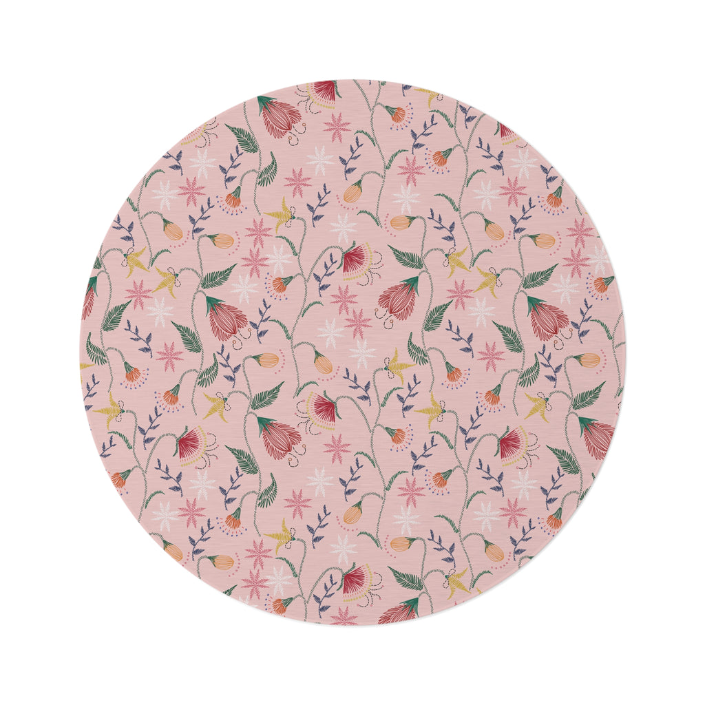 Chic Bohemian Wildflower Garden Round Rug Perfect for Home Decor & Living Room Aesthetics Hallways, and Home Offices Luxurious Design interior Livingroom - MRSBYVALLE