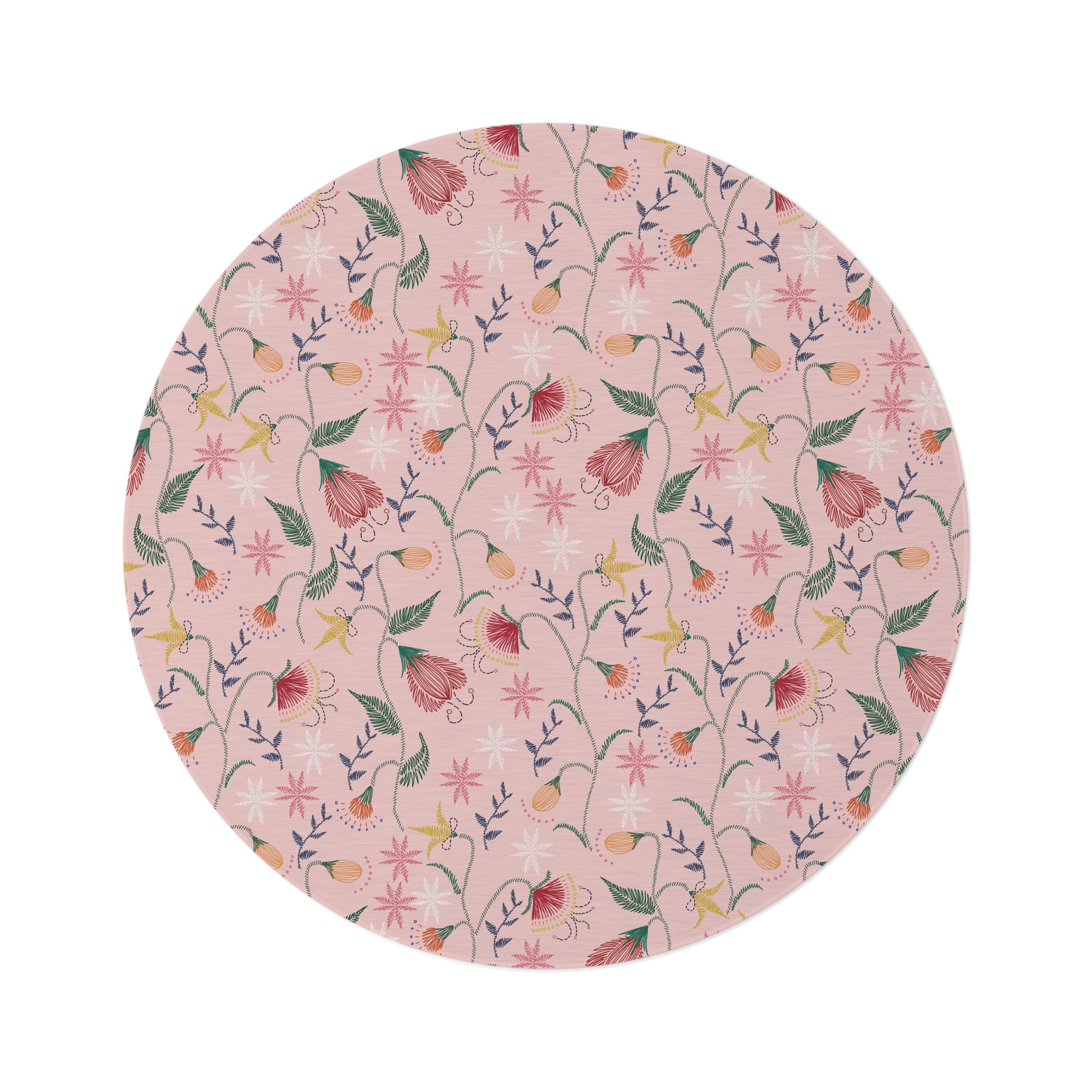 Chic Bohemian Wildflower Garden Round Rug Perfect for Home Decor & Living Room Aesthetics Hallways, and Home Offices Luxurious Design interior Livingroom - MRSBYVALLE
