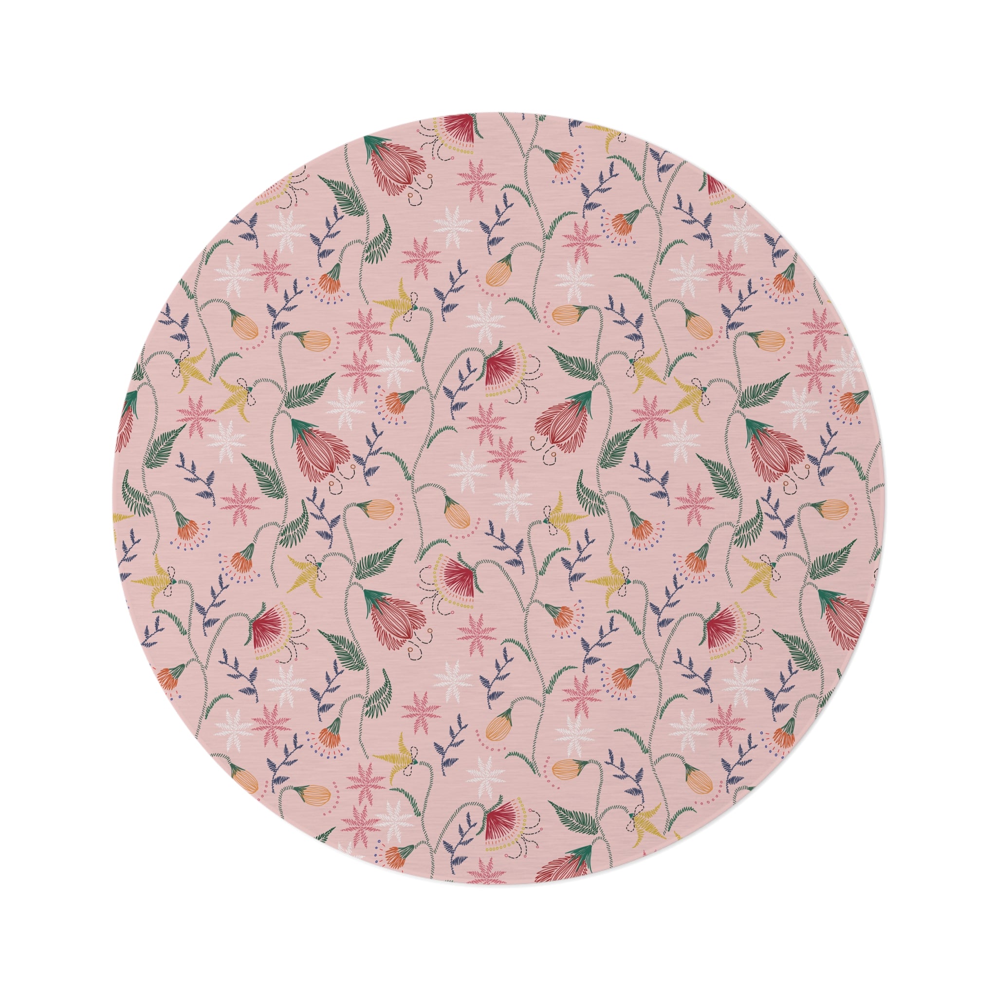 Chic Bohemian Wildflower Garden Round Rug Perfect for Home Decor & Living Room Aesthetics Hallways, and Home Offices Luxurious Design interior Livingroom - MRSBYVALLE