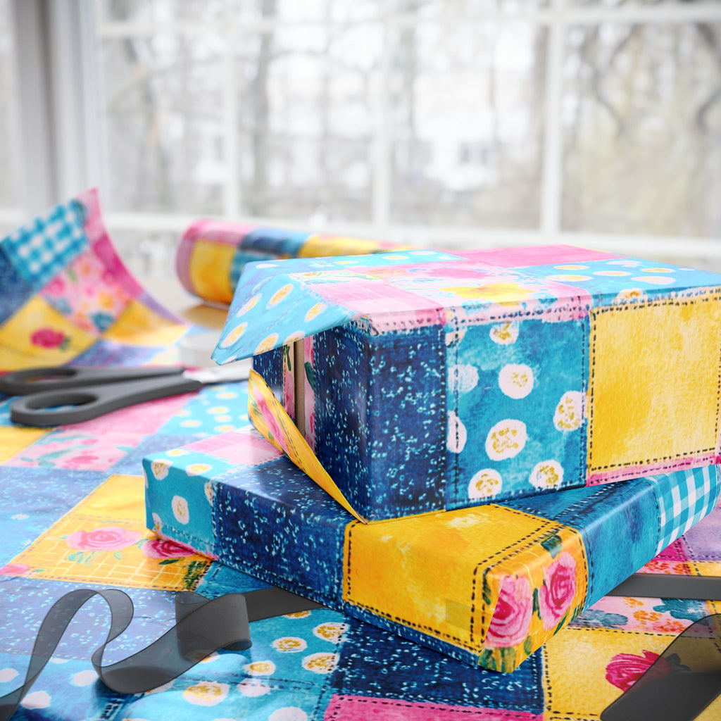 Pastel Patchwork Illusion Wrapping Paper — Soft Pastel Gift Wrap for Birthdays & Baby Showers