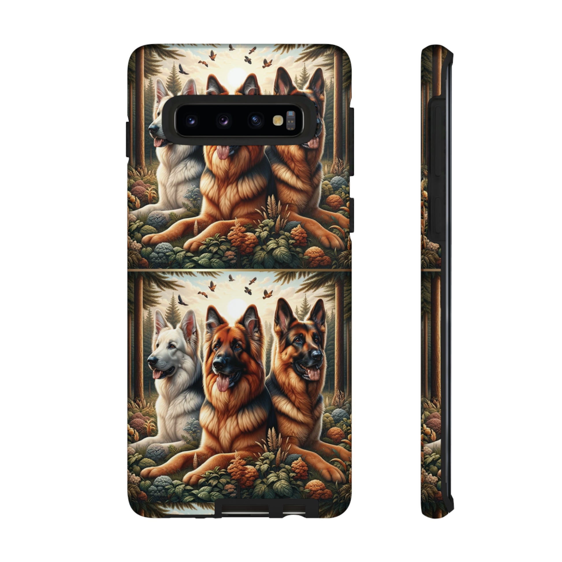 German Shepherd Phone Tough Case Floral Elegant Durable Dog Lover Devices iPhone 15, Samsung iPhone Samsung Accessory Gift for Her.