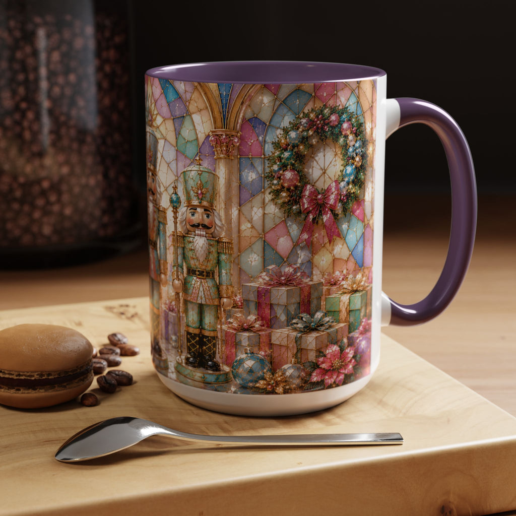 Nutcracker Christmas Coffee Mug – Festive Stained-Glass Holiday Accent Cup (11/15oz) Gift for Her