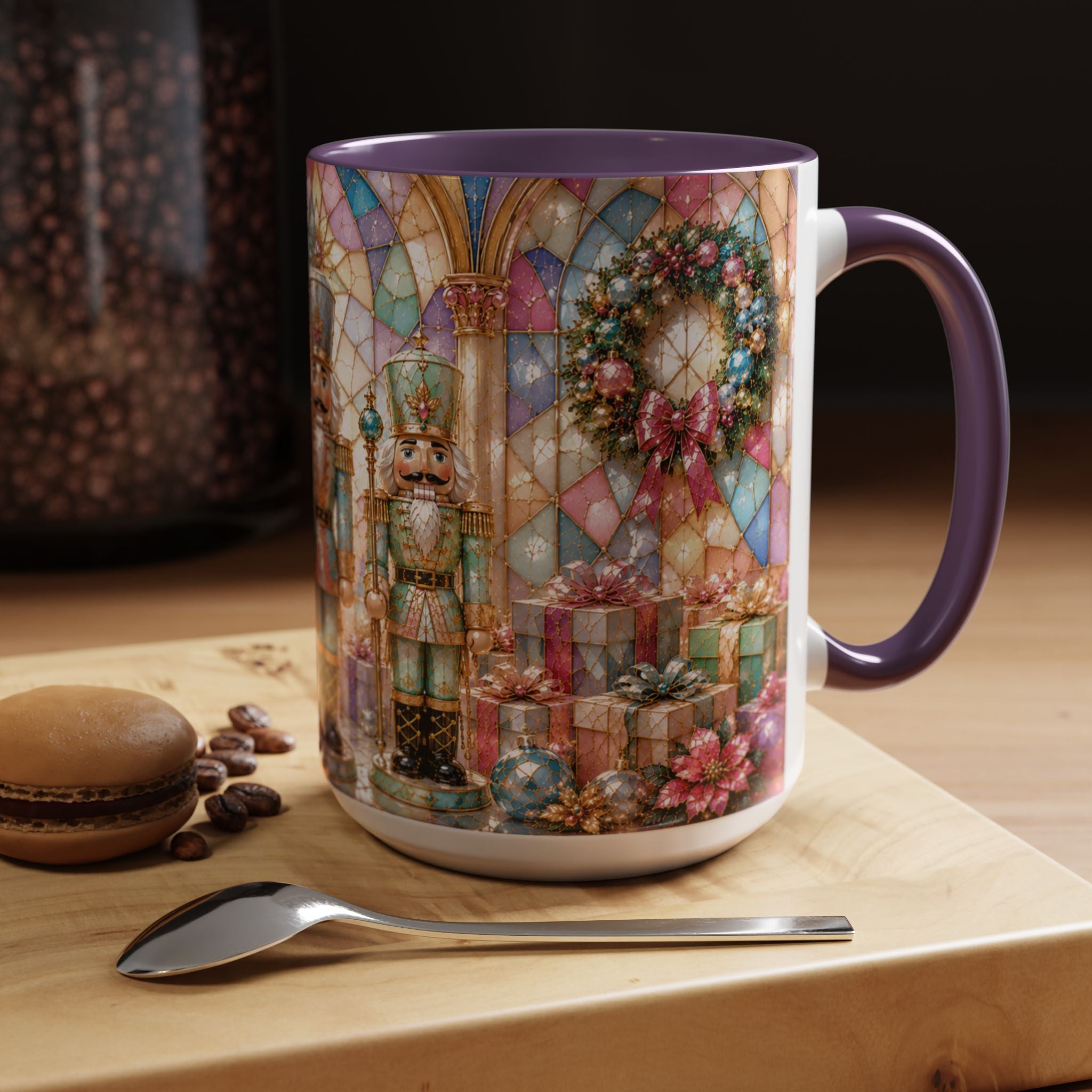 Nutcracker Christmas Coffee Mug – Festive Stained-Glass Holiday Accent Cup (11/15oz) Gift for Her