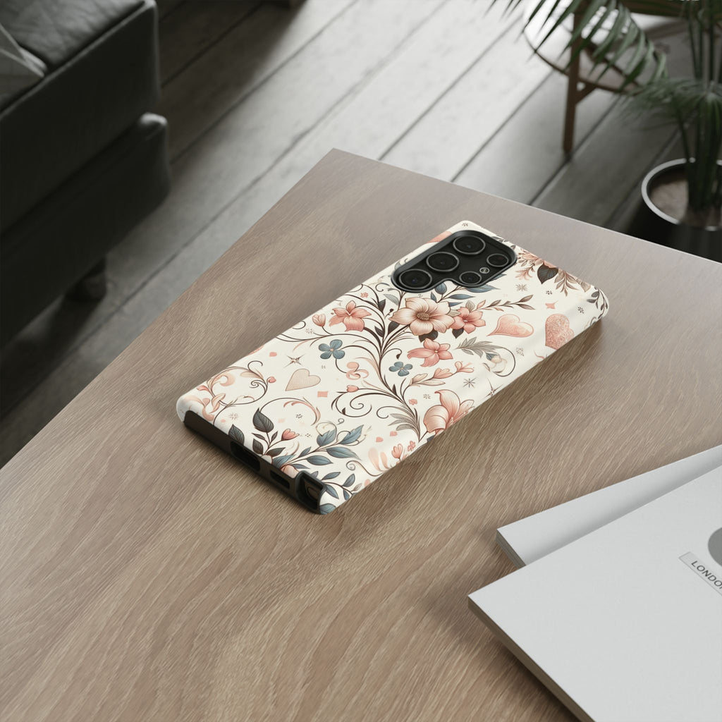 Floral Design Luxury Phone Tough Case Floral Elegant Durable Stylish for Modern Devices iPhone 17, 16 15, Samsung iPhone Samsung Accessory Gift for Her