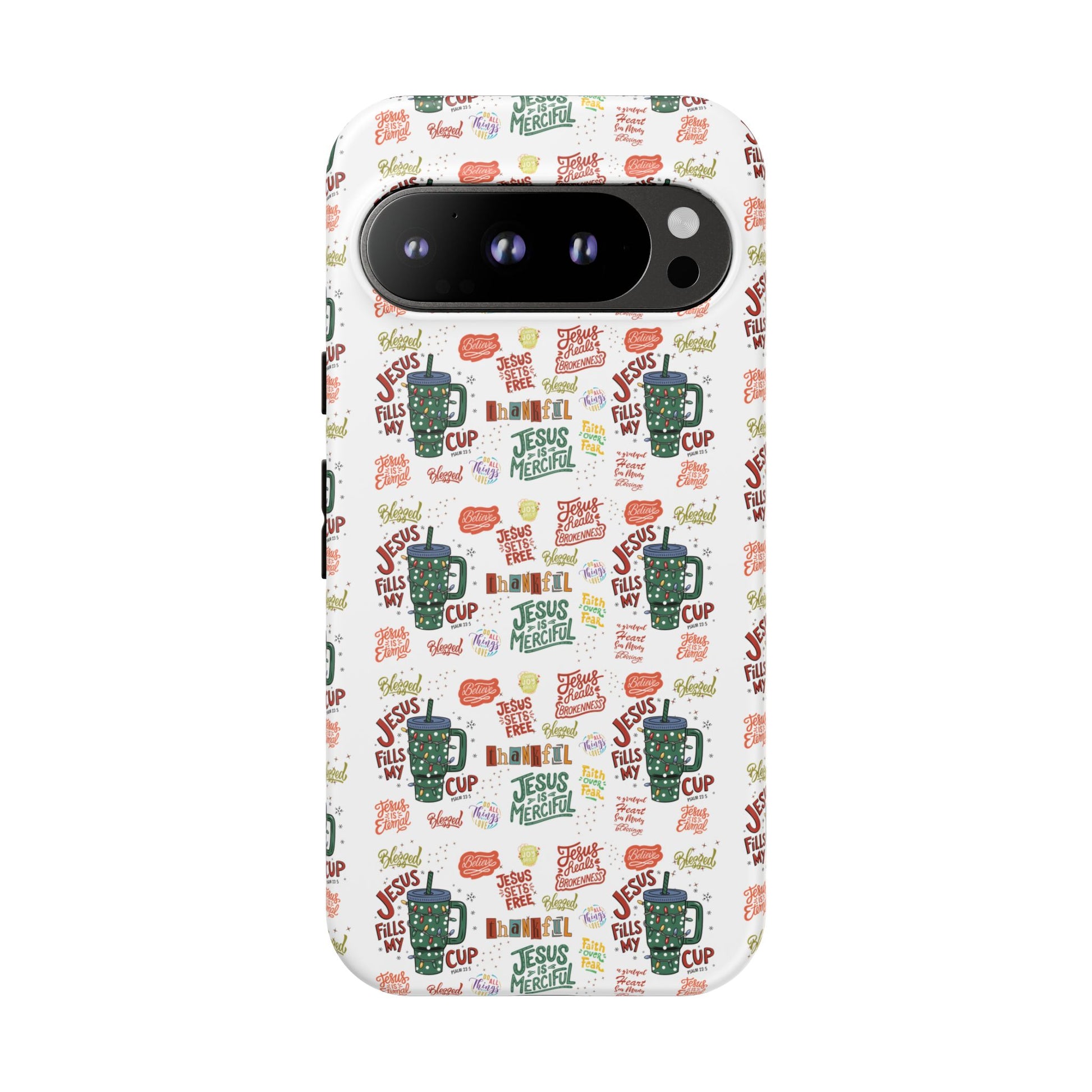 Jesus Fill My Cup Phone Case Cute Floral Design in Red, Pink, Blue – Aesthetic Protective Case for iPhone and  Android