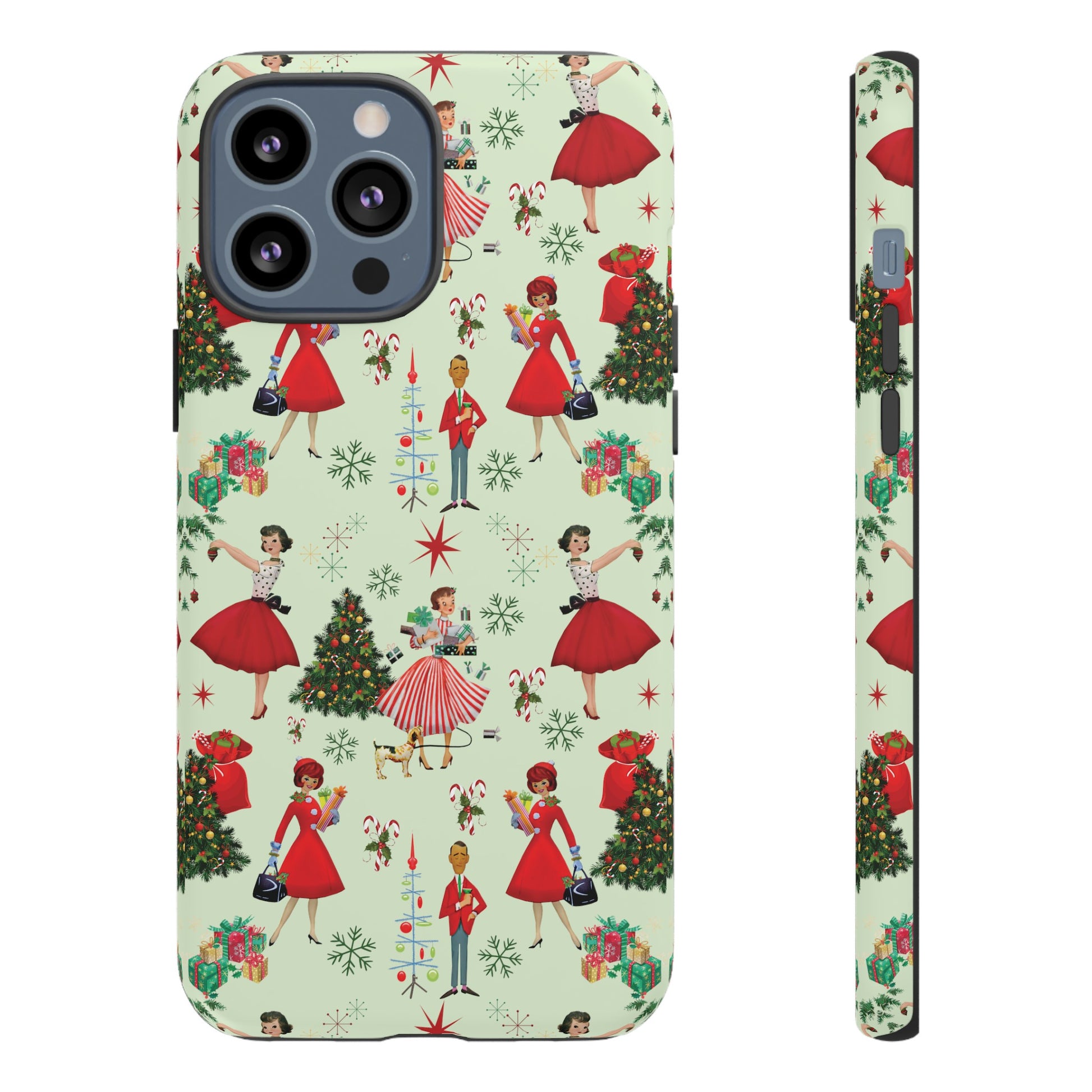 1950s Vintage Phone Case - Retro Christmas Design | Unique Holiday Protection for Your Device | Stylish & Durable Cover Gift for Her Phone 15, Samsung iPhone Samsung Accessory Gift for Her