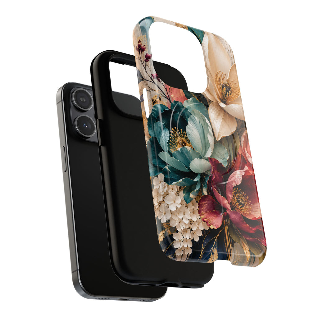Vintage Floral Bouquet phone case Tough Magnetic Case Velvet Bloom Floral Art iPhone Case  Botanical Protective Case Samsung Modern Garden