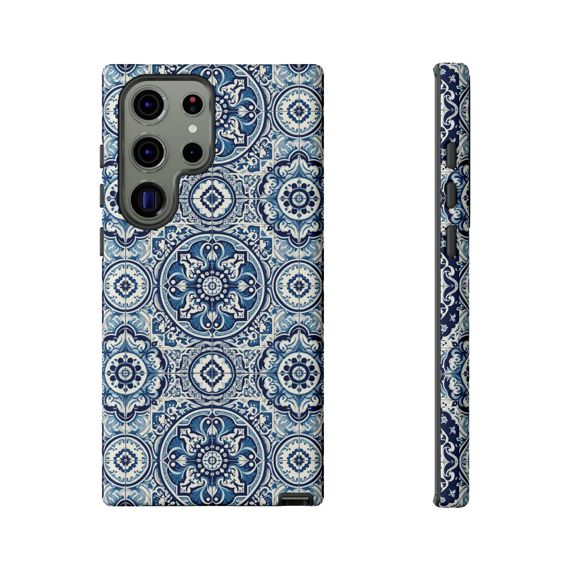 Azulejo Tile Phone Case Elegant Mediterranean Blue Porcelain Design iPhone 17, 16, 15, Samsung iPhone Samsung Accessory Gift for Her