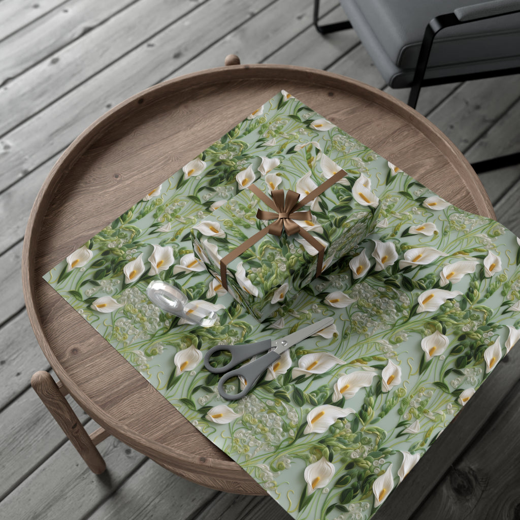 Elegant Calla Lily Wrapping Paper Beautiful Floral Design for Christmas, Birthdays & Special Occasions | Premium Gift Wrap for Nature Lovers Luxurious - MRSBYVALLE