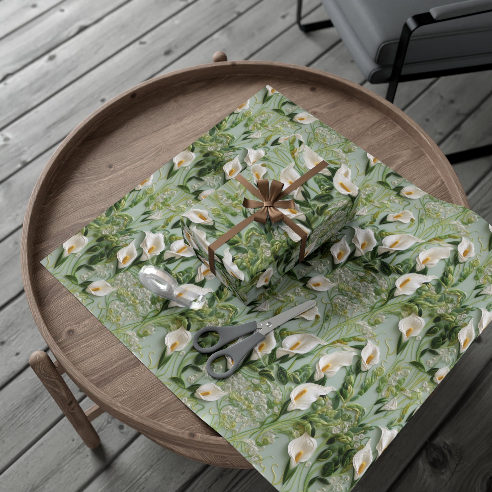 Elegant Calla Lily Wrapping Paper Beautiful Floral Design for Christmas, Birthdays & Special Occasions | Premium Gift Wrap for Nature Lovers Luxurious - MRSBYVALLE
