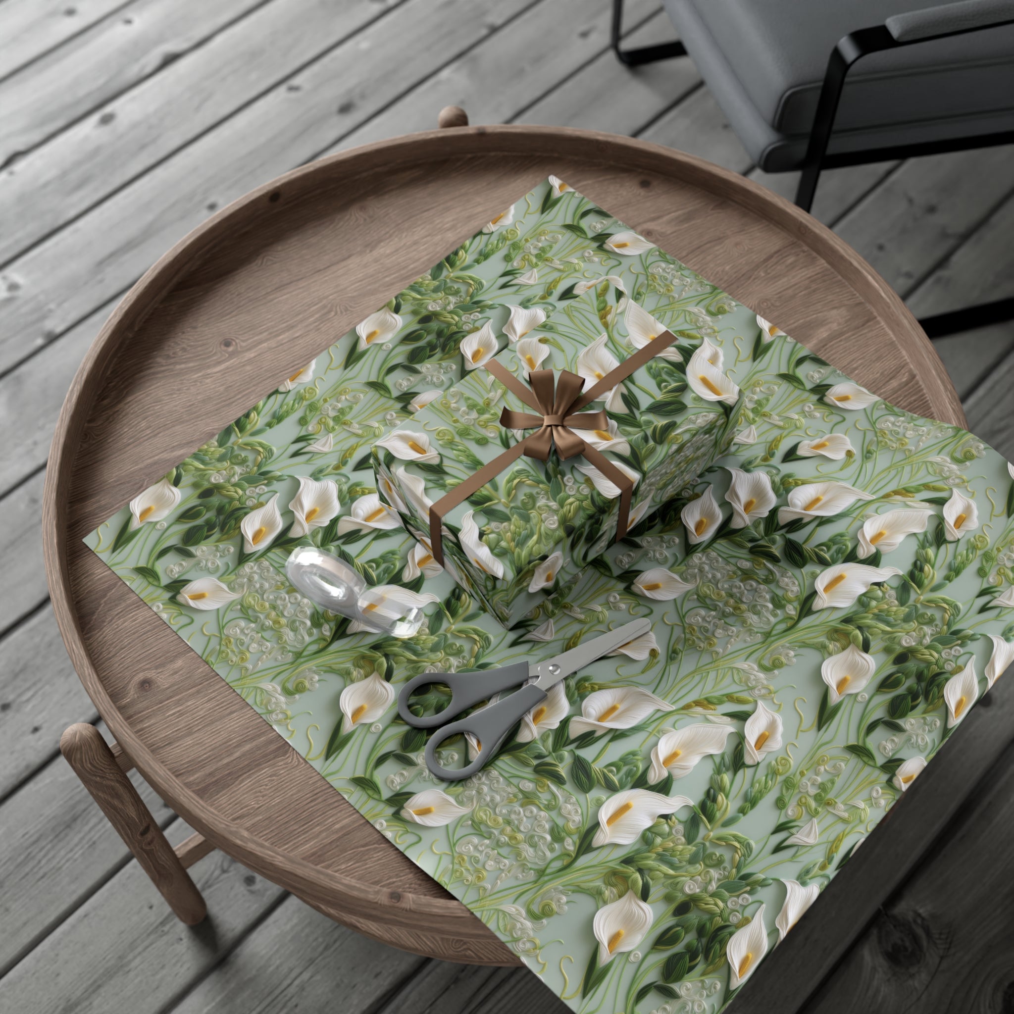 Elegant Calla Lily Wrapping Paper Beautiful Floral Design for Christmas, Birthdays & Special Occasions | Premium Gift Wrap for Nature Lovers Luxurious - MRSBYVALLE