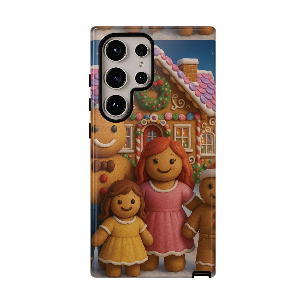 Coque de téléphone esthétique Famille en Pain d'Épices – Design d'inspiration vintage sur le thème de Noël – Étui stylé pour modèles iPhone et Samsung Galaxy
