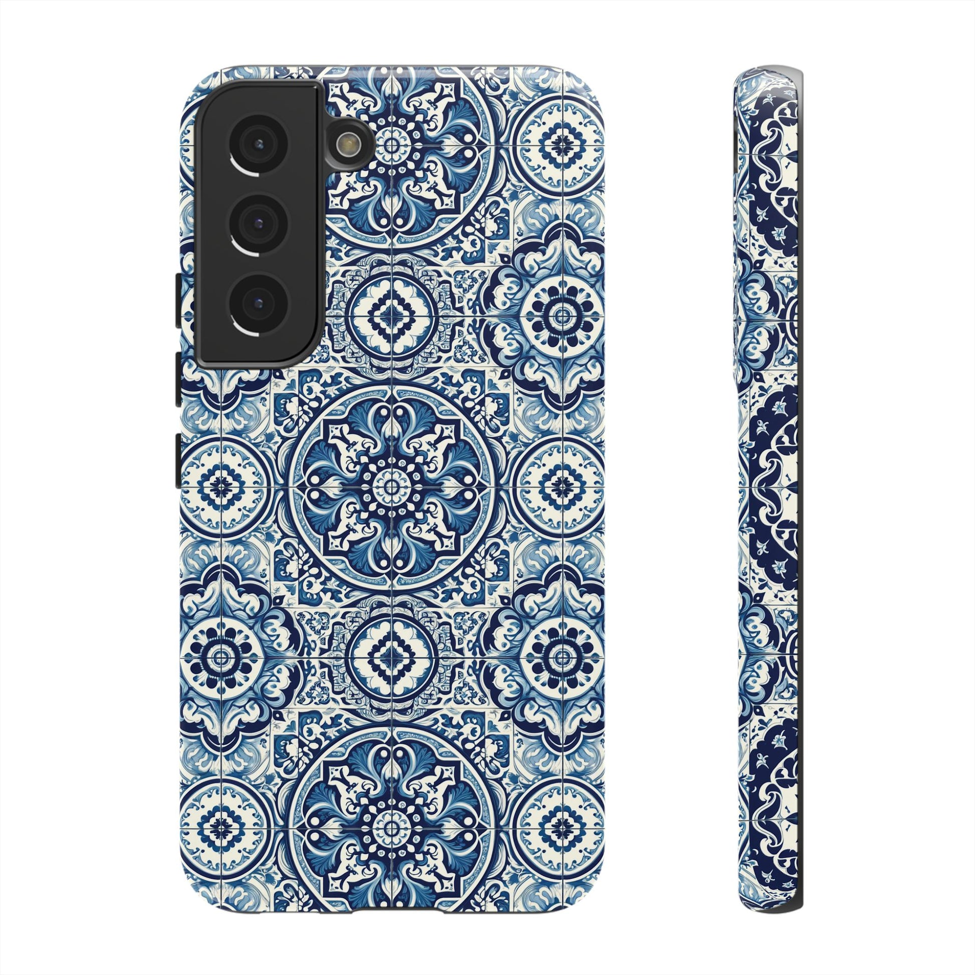 Azulejo Tile Phone Case Elegant Mediterranean Blue Porcelain Design iPhone 17, 16, 15, Samsung iPhone Samsung Accessory Gift for Her