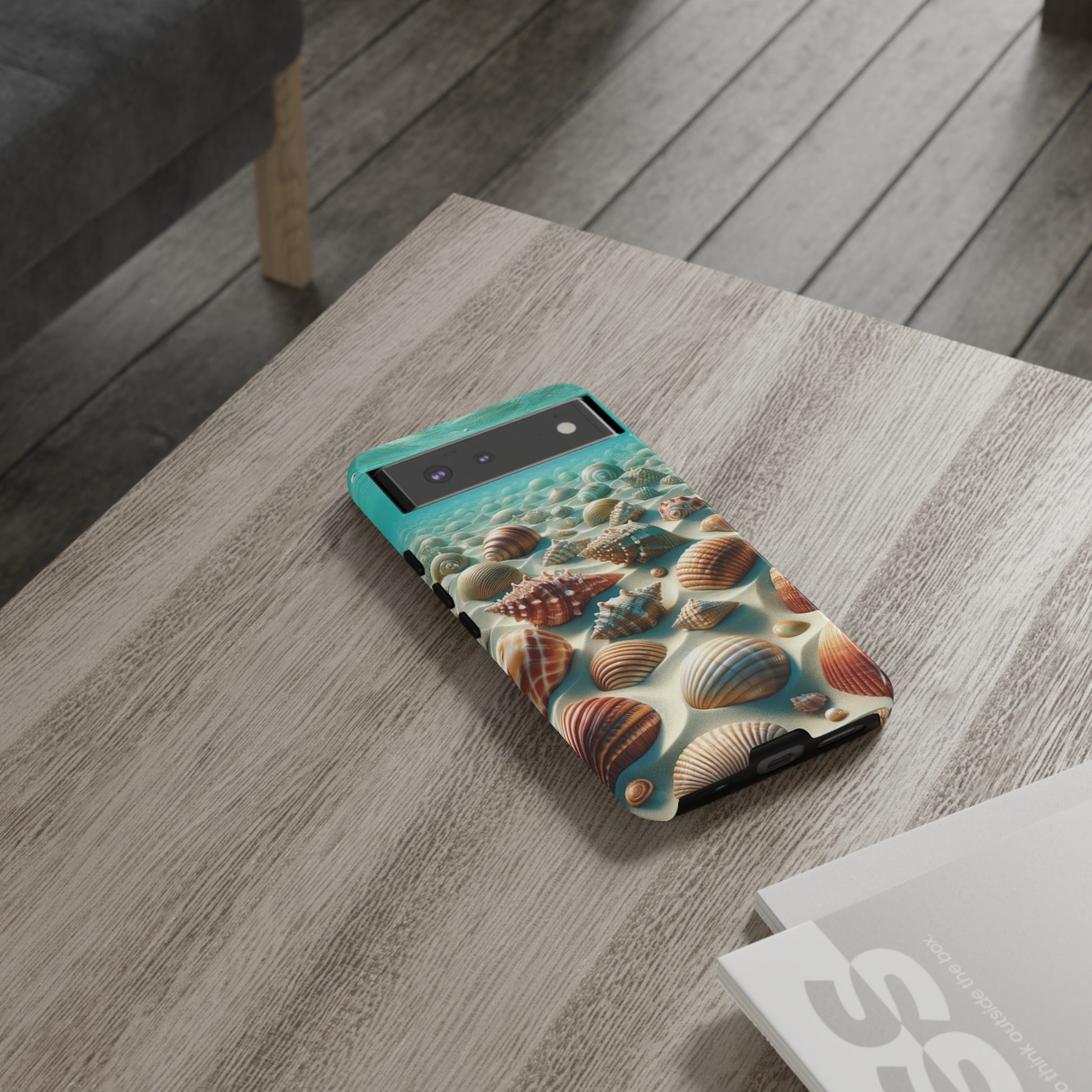 Plush Ocean Bliss Turquoise Seashell Ocean Beach View Protective Phone Case Gift for Her Phone 15, Samsung iPhone Samsung Gift for Her Case iPhone 15, Samsung iPhone Samsung Accessory Gift for Her.
