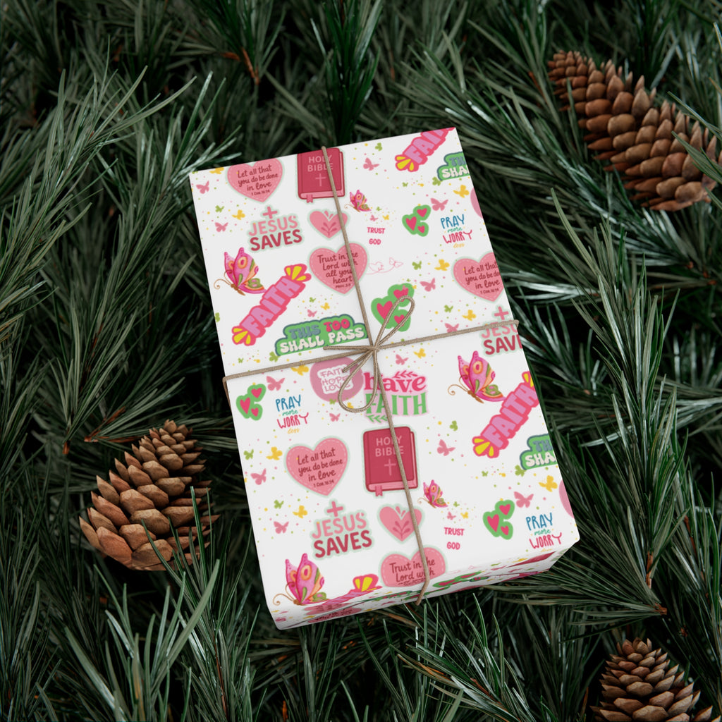Christian Wrapping Paper | Inspirational Bible Verse Gift Wrap | Faith-Based Wrapping for Birthdays, Holidays, Special Occasions | Scripture Gift Wrap Gifts Moms Weddings