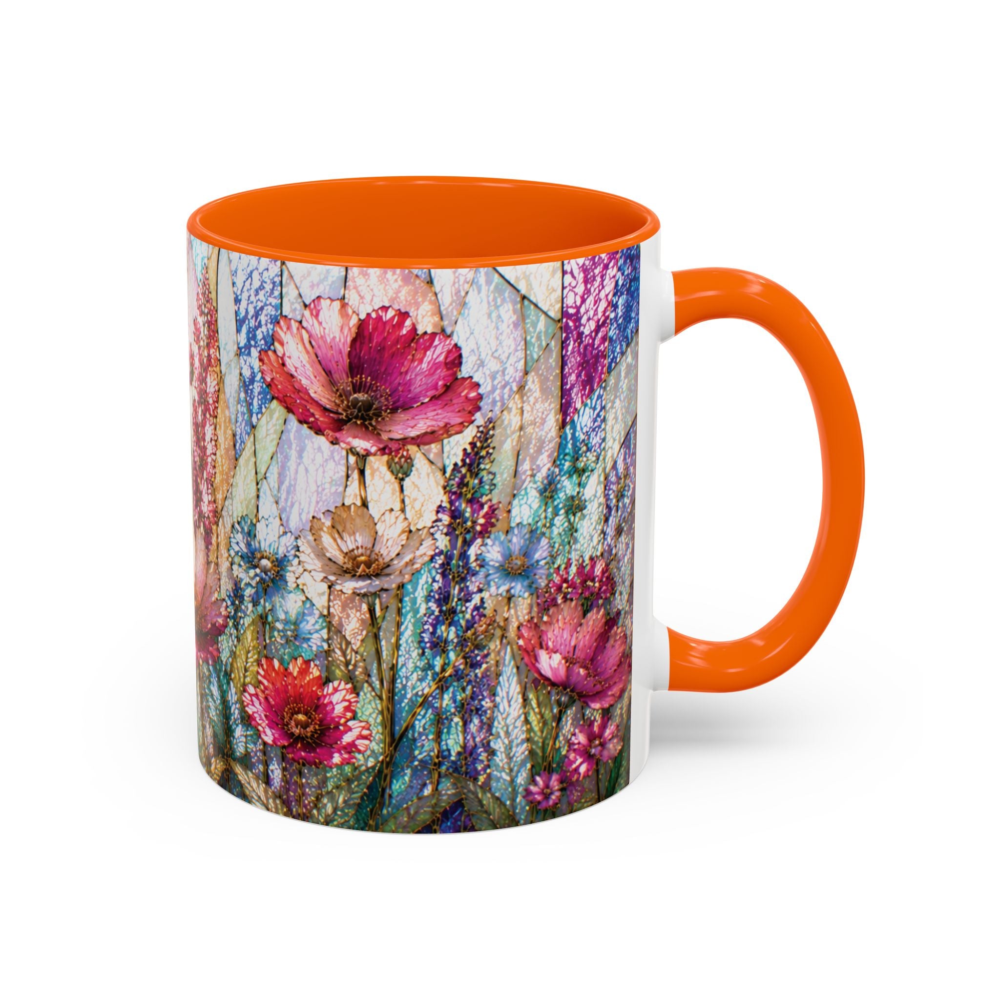 Wildflower Watercolor Coffee Mug Vibrant Wildflower Accent 11/15oz Stain Glass Illusion