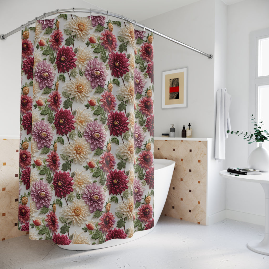 Elegant Fall Floral Shower Curtain | Autumn-Inspired Bathroom Decor High-Quality Fabric | 71x74 Inches | Vibrant Design for a Stylish Upgrade the Bathroom