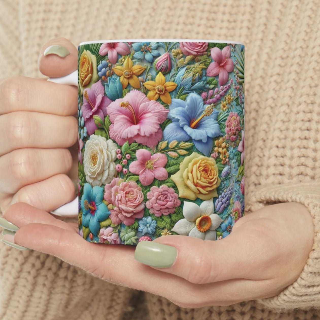 Pastel Floral Ceramic Mug – Elevate Your Sip with Spiritual Style, Available in 11oz & 15oz, Ideal for Coffee, Tea, or Hot Chocolate Moments That Inspire Gift for Mom - MRSBYVALLE