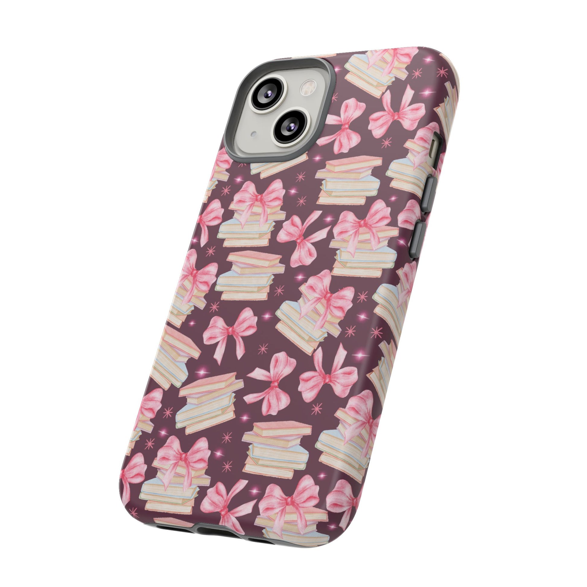 Coquette Pink Bows & Books Phone Case for iPhone 17 and Samsung, Pixel | Stylish Protective Cover Gift for Her Perfect for Floral Lover